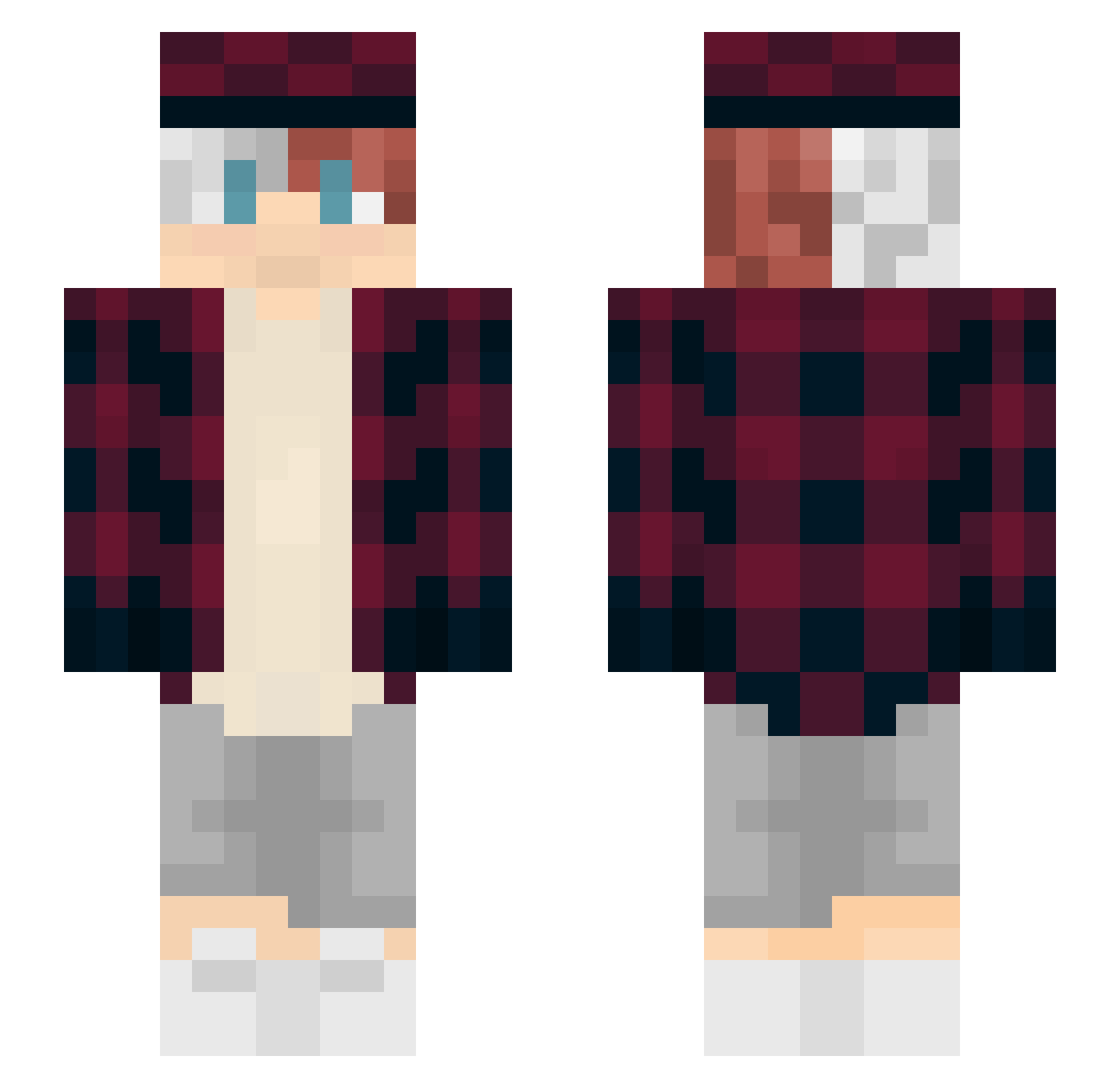 ZipException Minecraft skin, front and back view