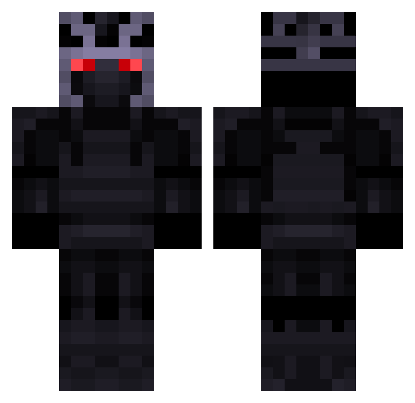 slendermann Minecraft skin, front and back view