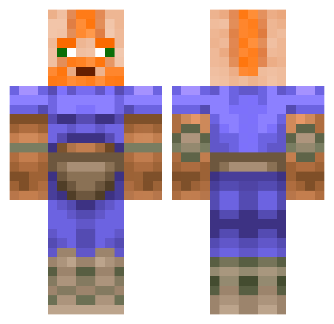 DeweyX5 Minecraft skin, front and back view