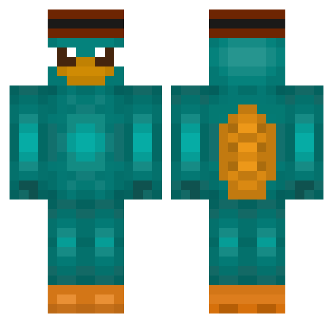 Xkinho Minecraft skin, front and back view