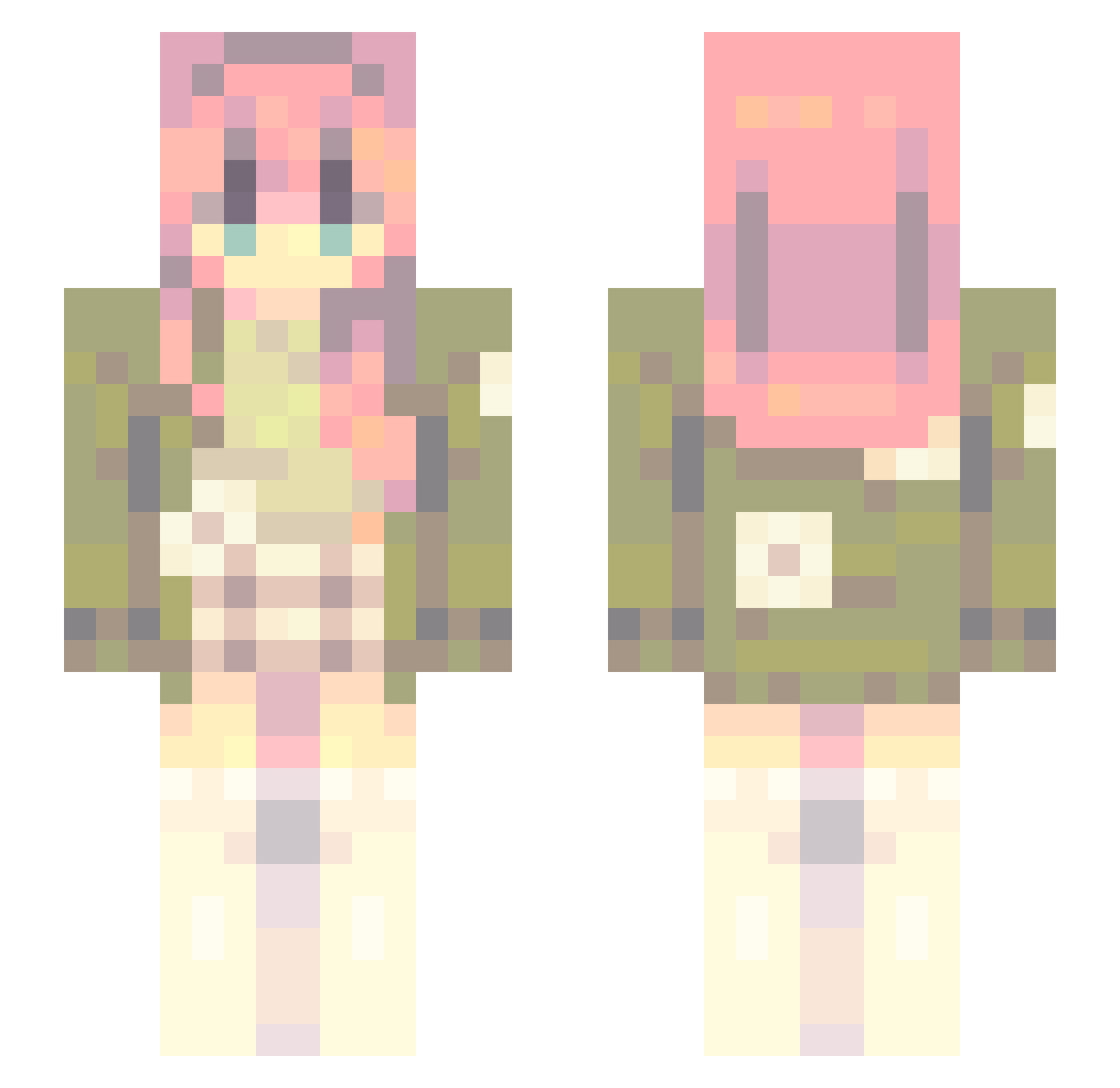 MilkaAireado Minecraft skin, front and back view