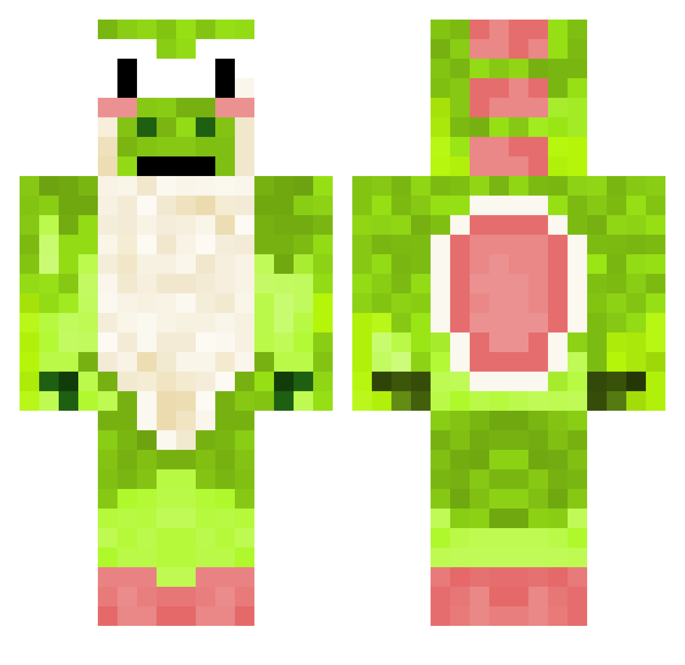 notcrucial Minecraft skin, front and back view