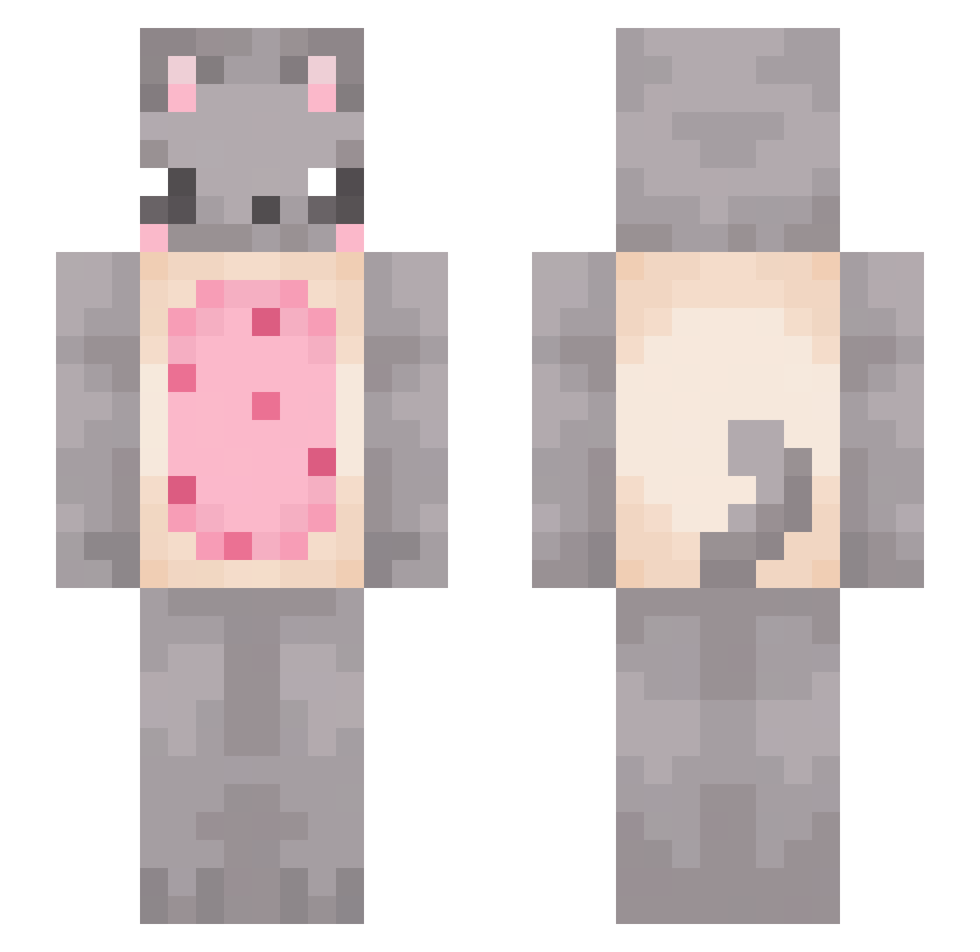 Silveto Minecraft skin, front and back view