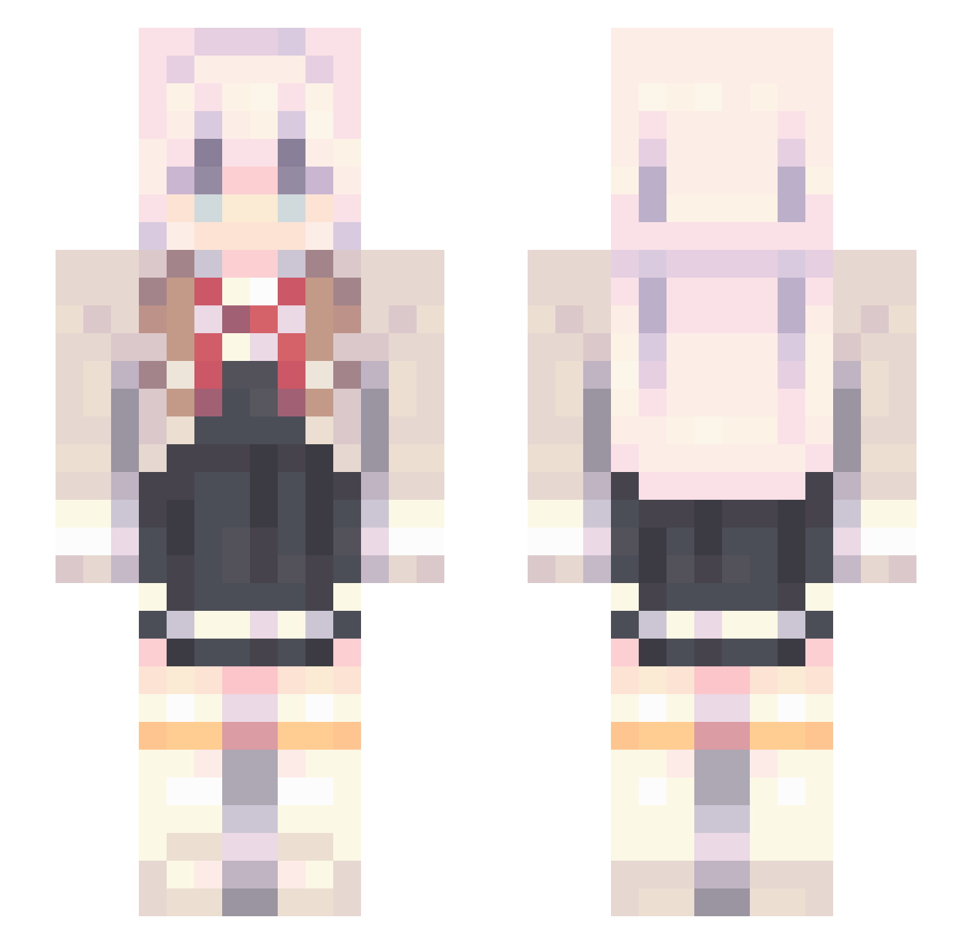 Redever Minecraft skin, front and back view