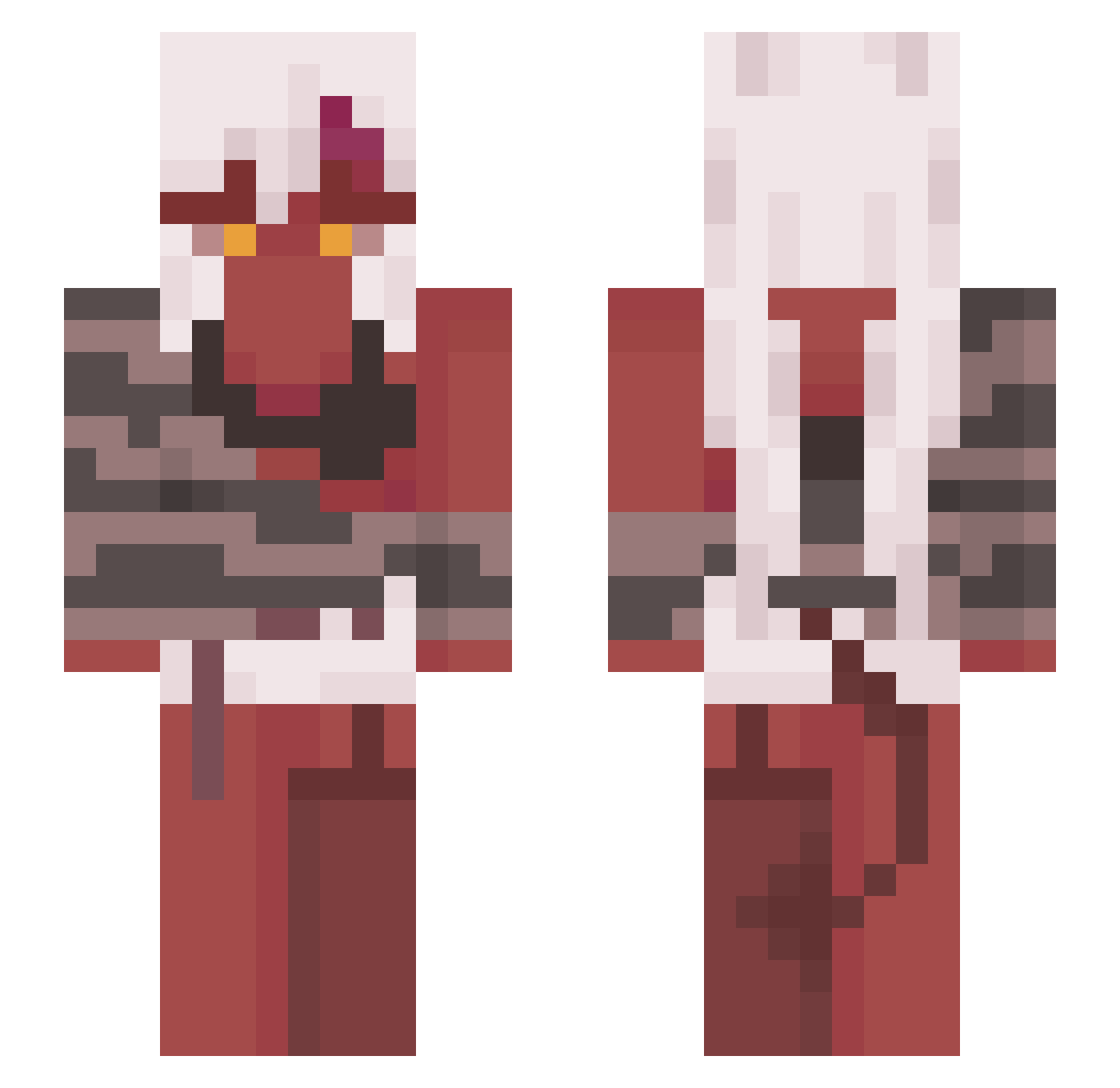 Moxxification Minecraft skin, front and back view