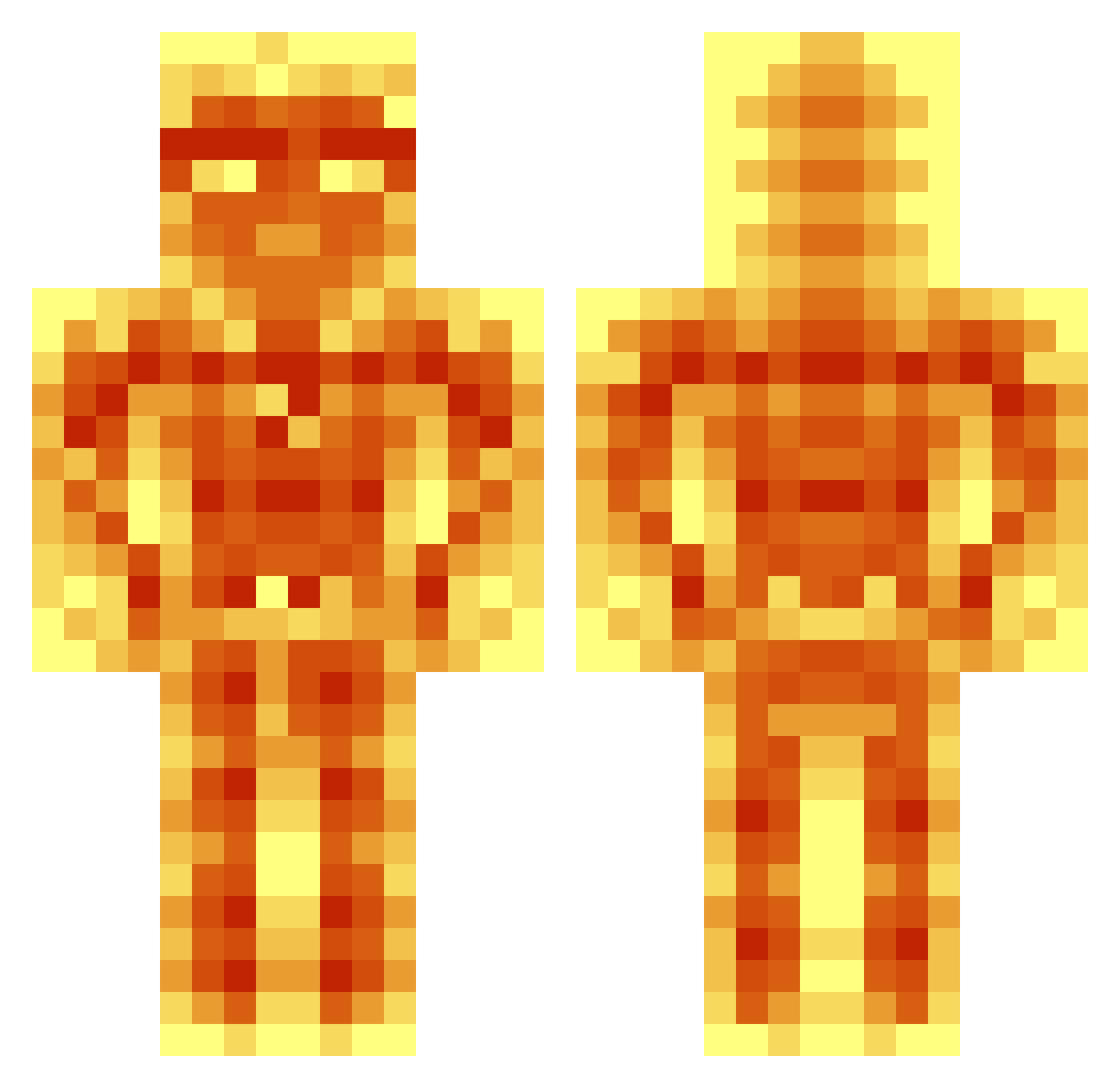 Caprimulgidae Minecraft skin, front and back view