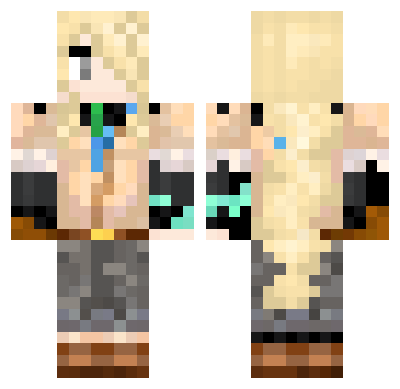 AmyThePrincess Minecraft skin, front and back view