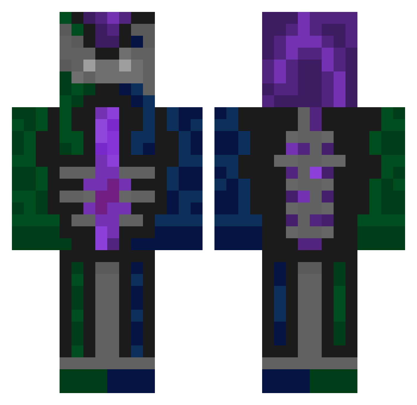 Deetyn Minecraft skin, front and back view