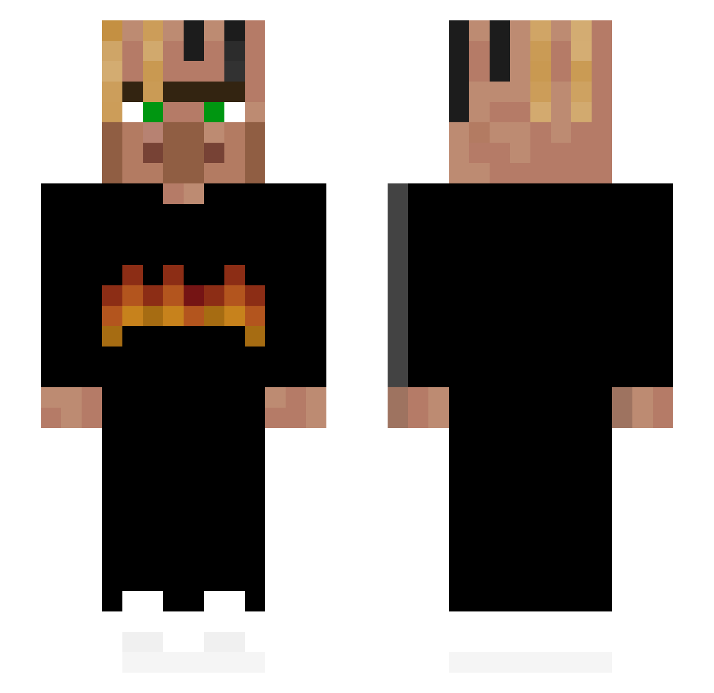 squiddybaby Minecraft skin, front and back view