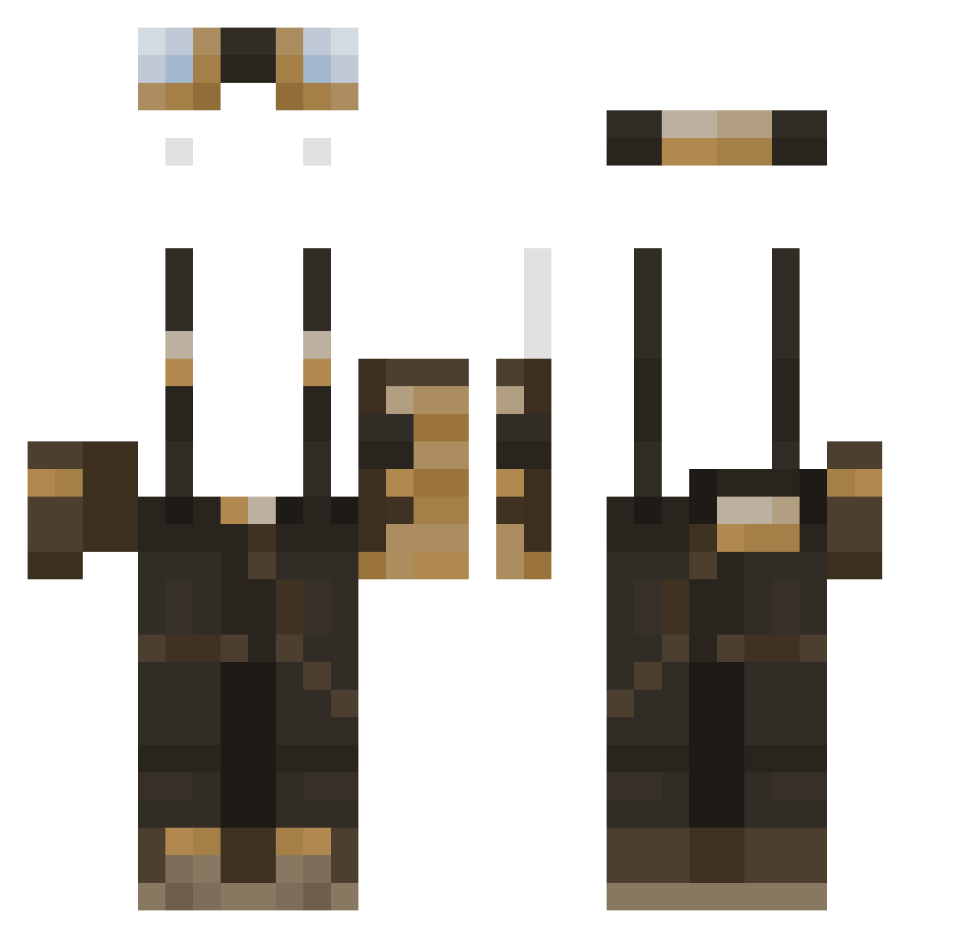 pewpewfra Minecraft skin, front and back view
