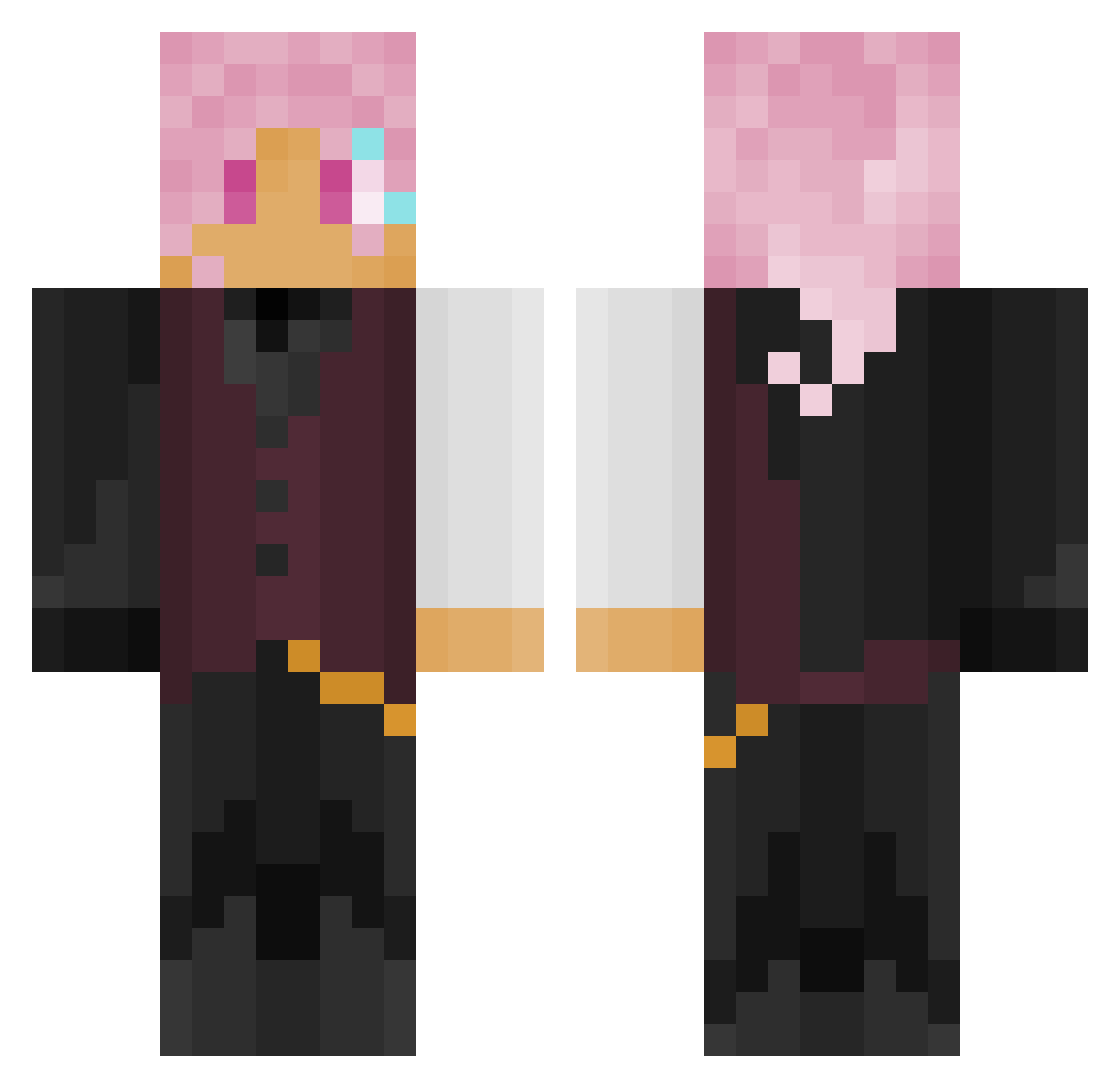 Zirkxe Minecraft skin, front and back view