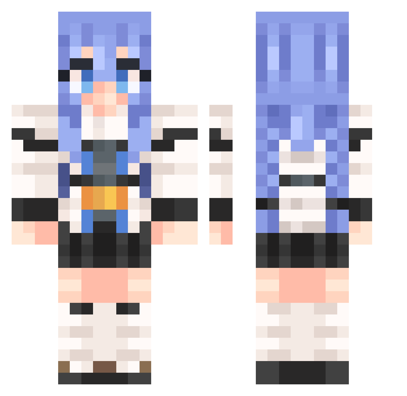 MandoGoesOff Minecraft skin, front and back view
