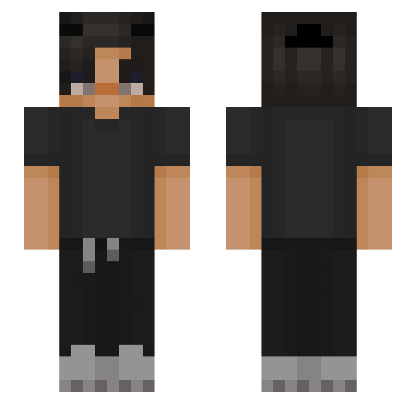 wannaPP Minecraft skin, front and back view