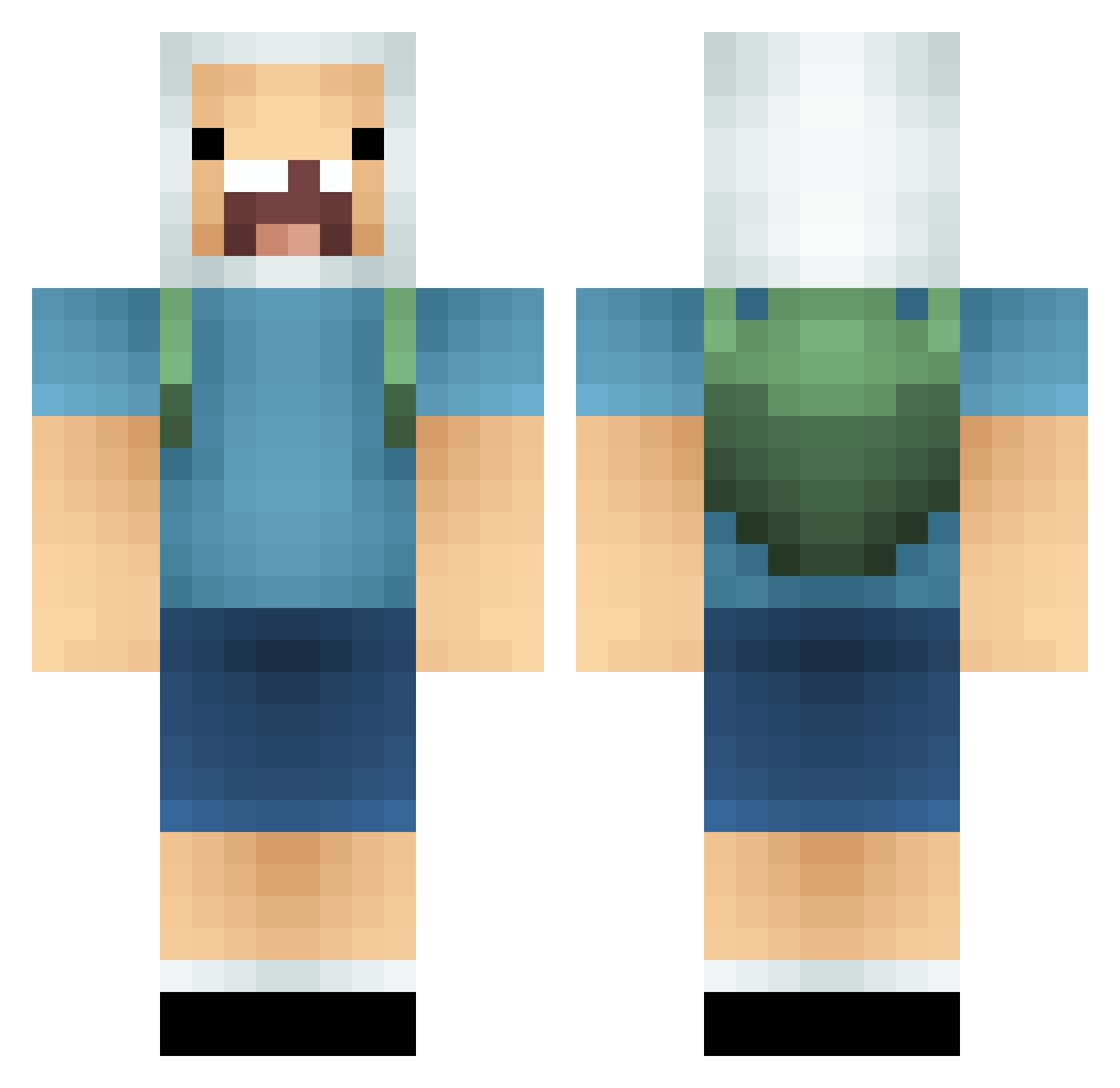juiceWW Minecraft skin, front and back view
