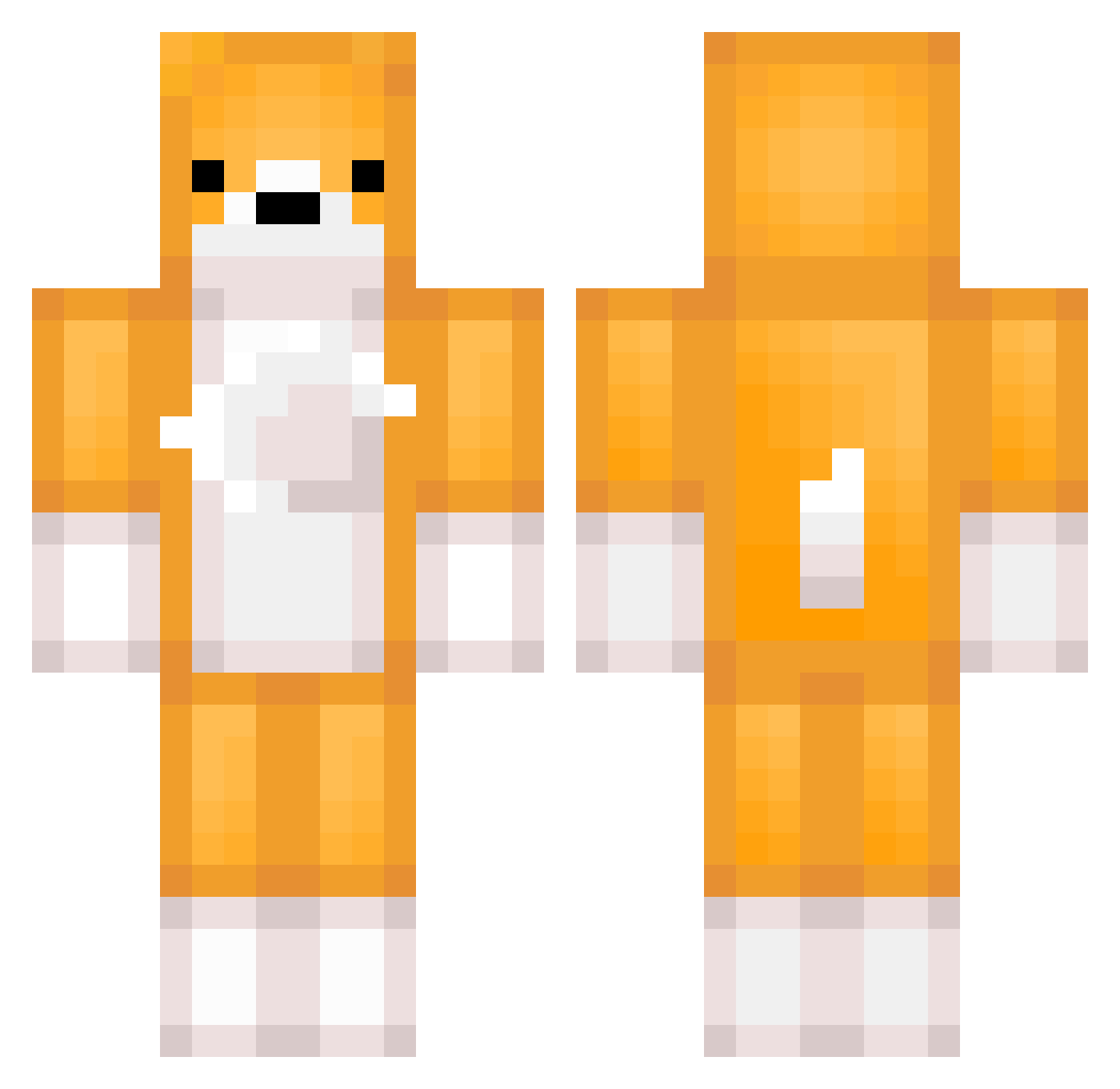 Corgish Minecraft skin, front and back view