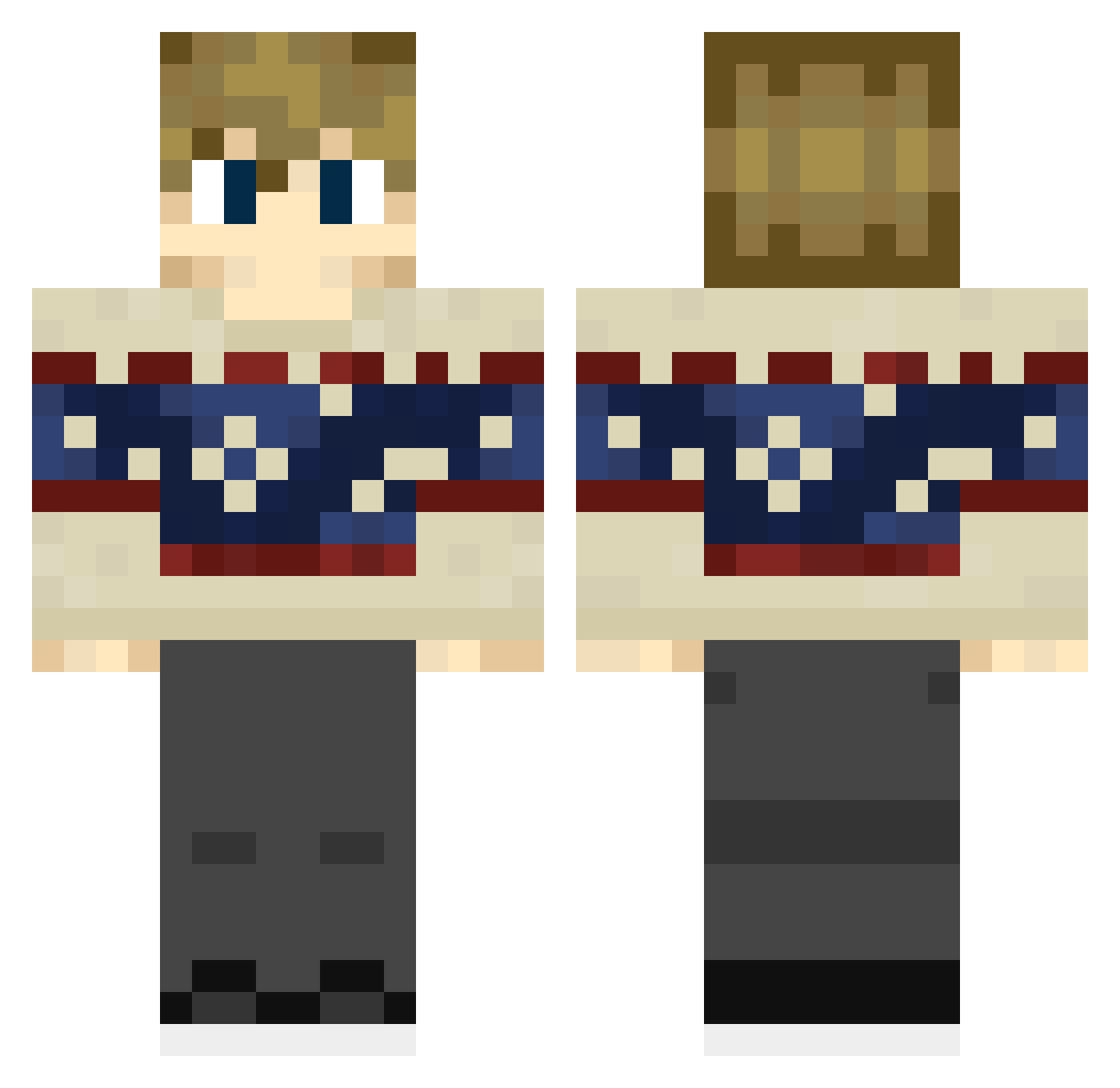 QuantumParz Minecraft skin, front and back view