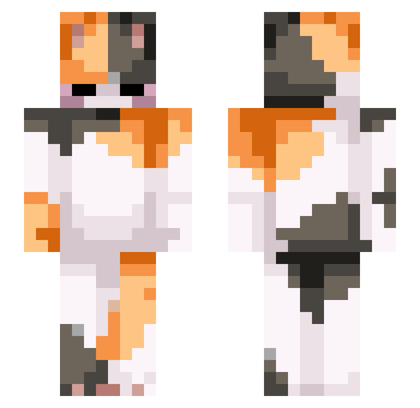 NotTheBeans Minecraft skin, front and back view