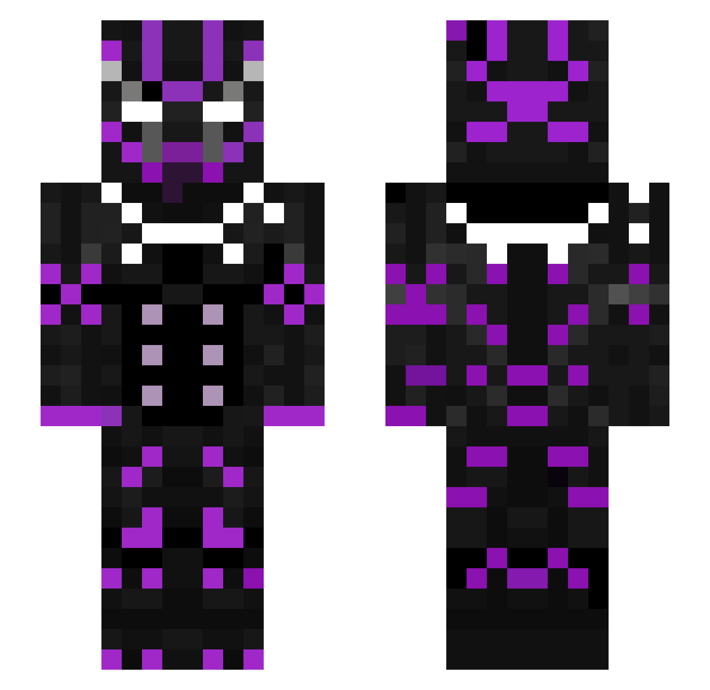 Volacious Minecraft skin, front and back view