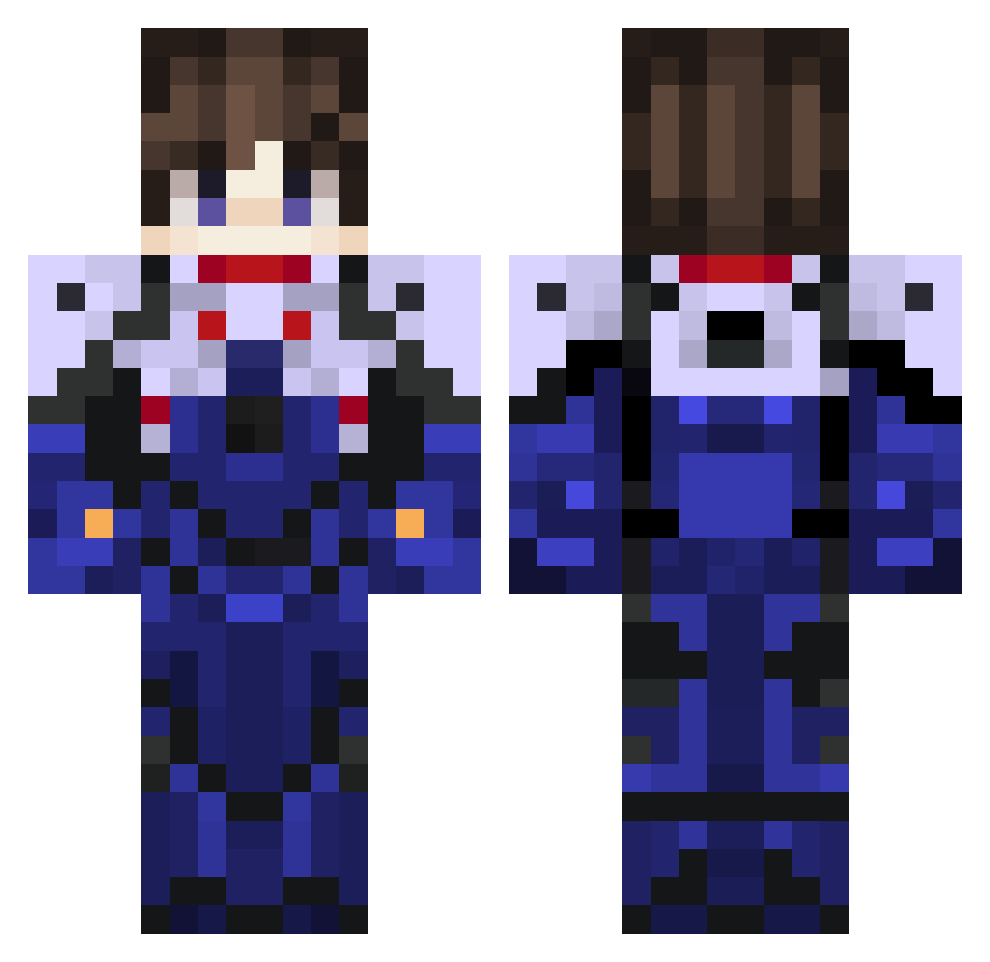 ElcaRex Minecraft skin, front and back view