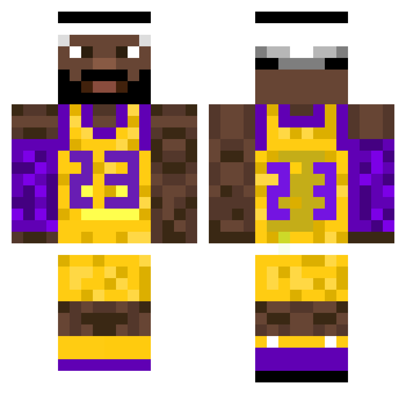 R4faos Minecraft skin, front and back view