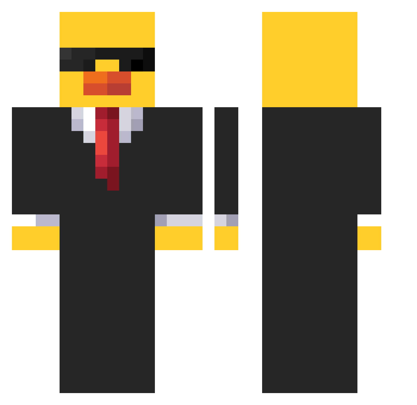 Notroshax Minecraft skin, front and back view