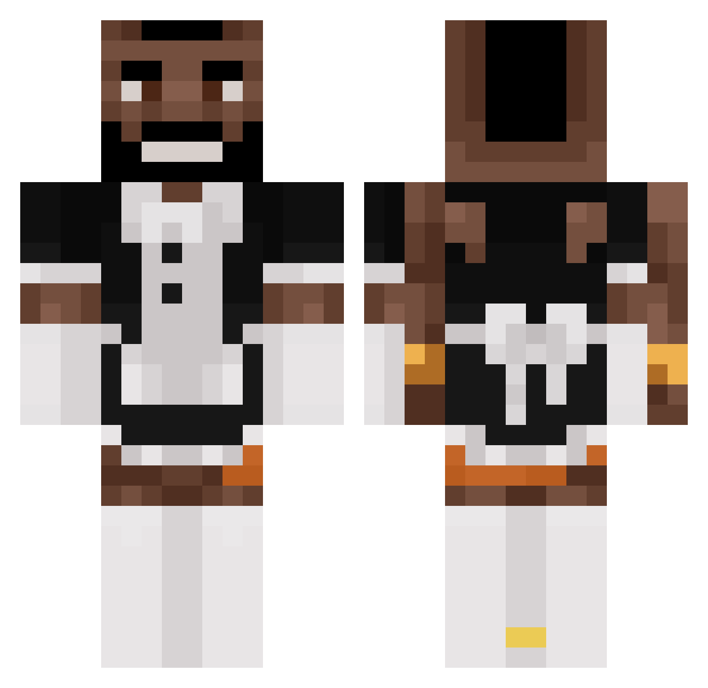 Nieum Minecraft skin, front and back view