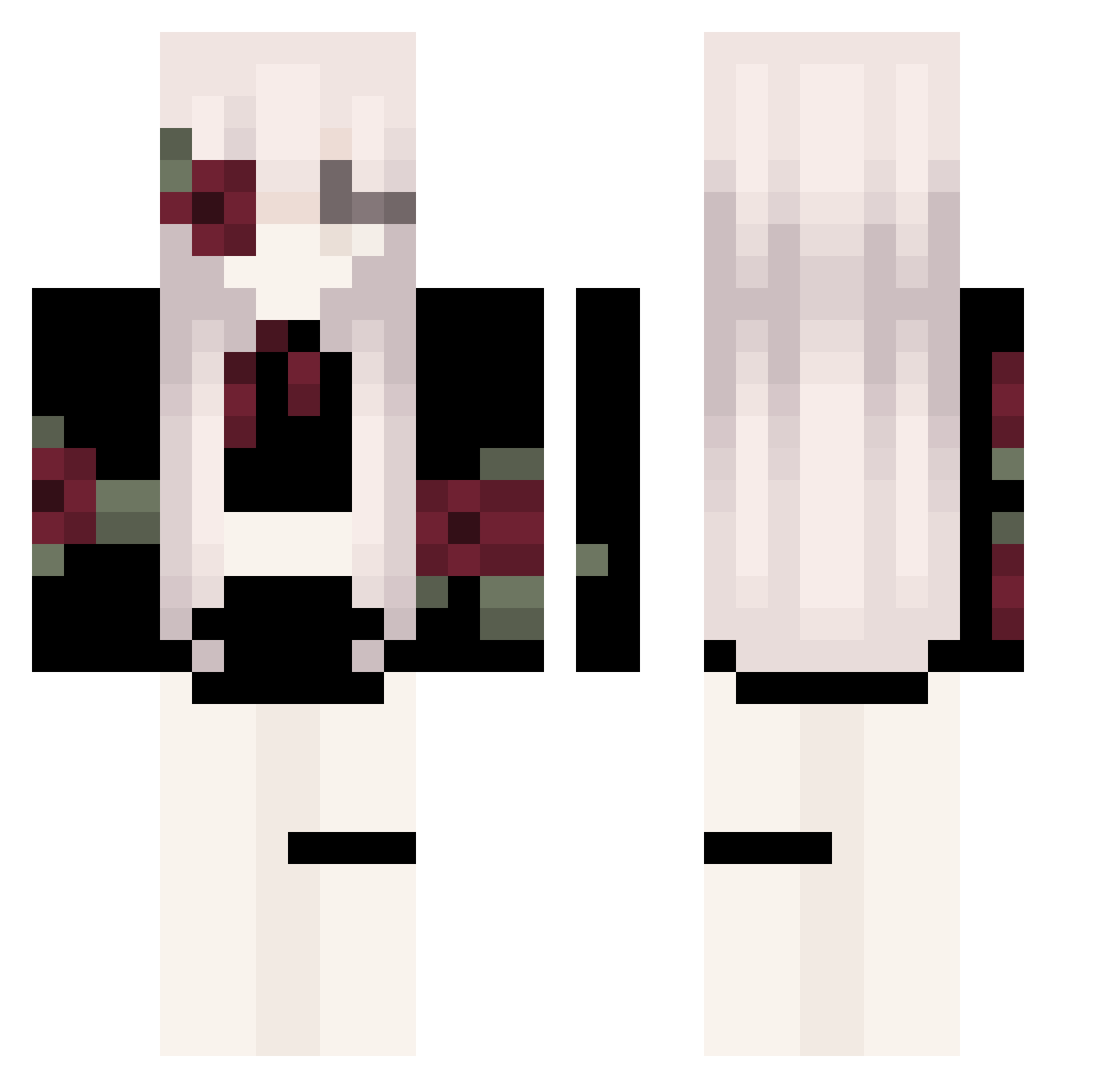 0Mayhem Minecraft skin, front and back view