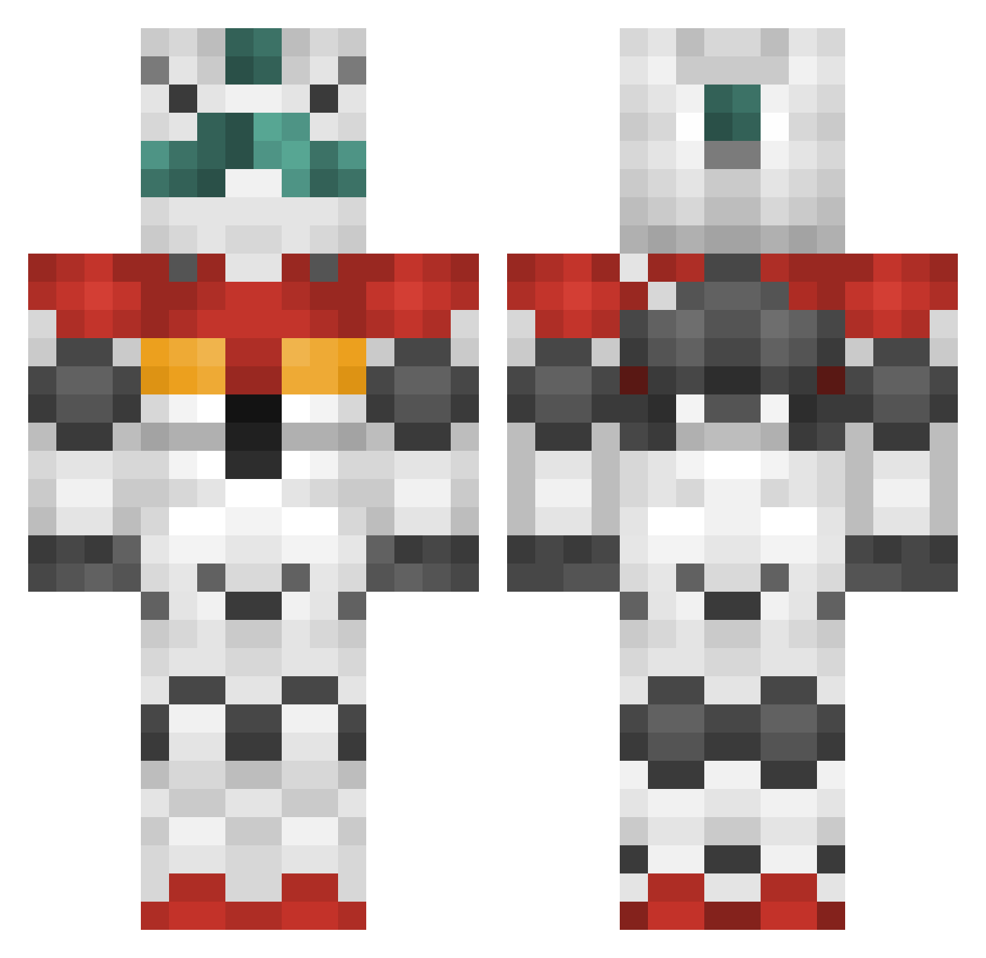 Jaredino Minecraft skin, front and back view