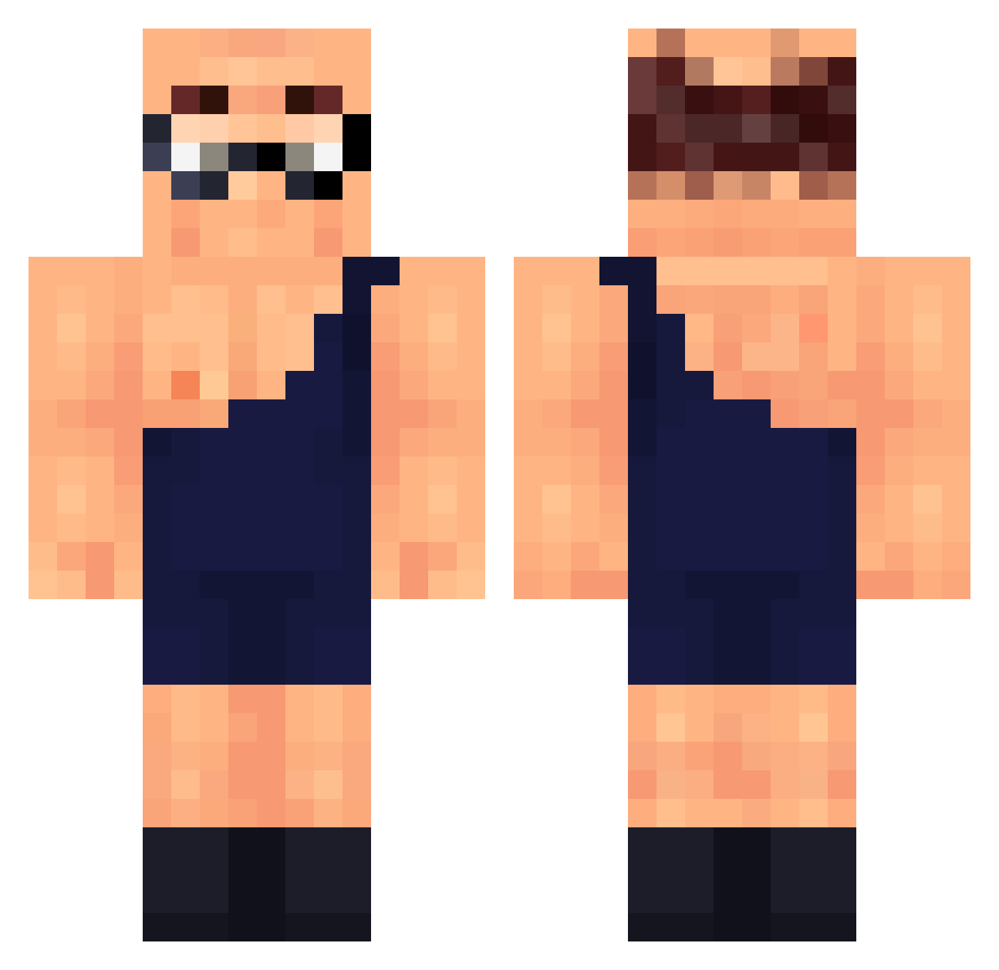 StackableSoup Minecraft skin, front and back view