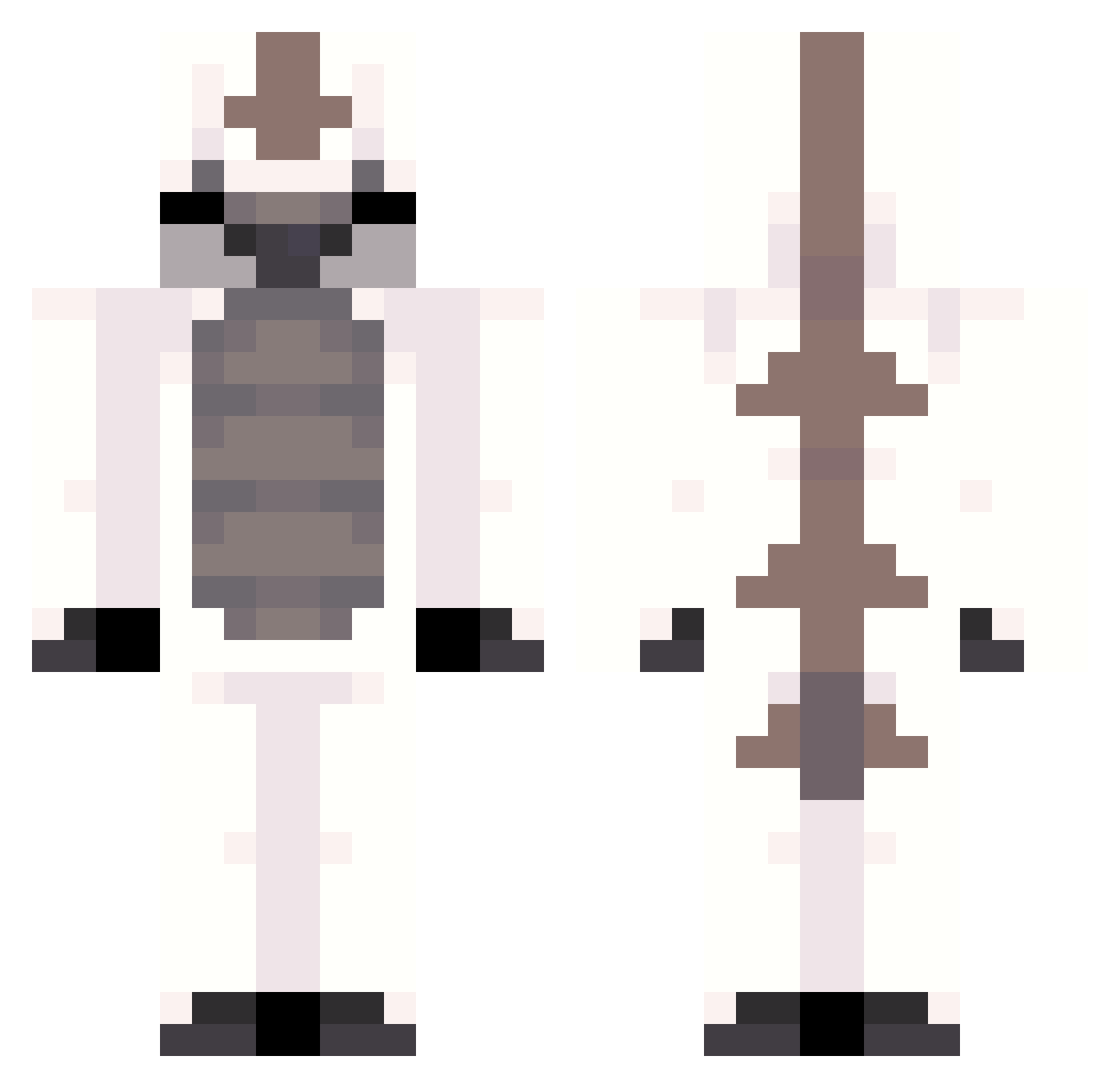 WDLS Minecraft skin, front and back view