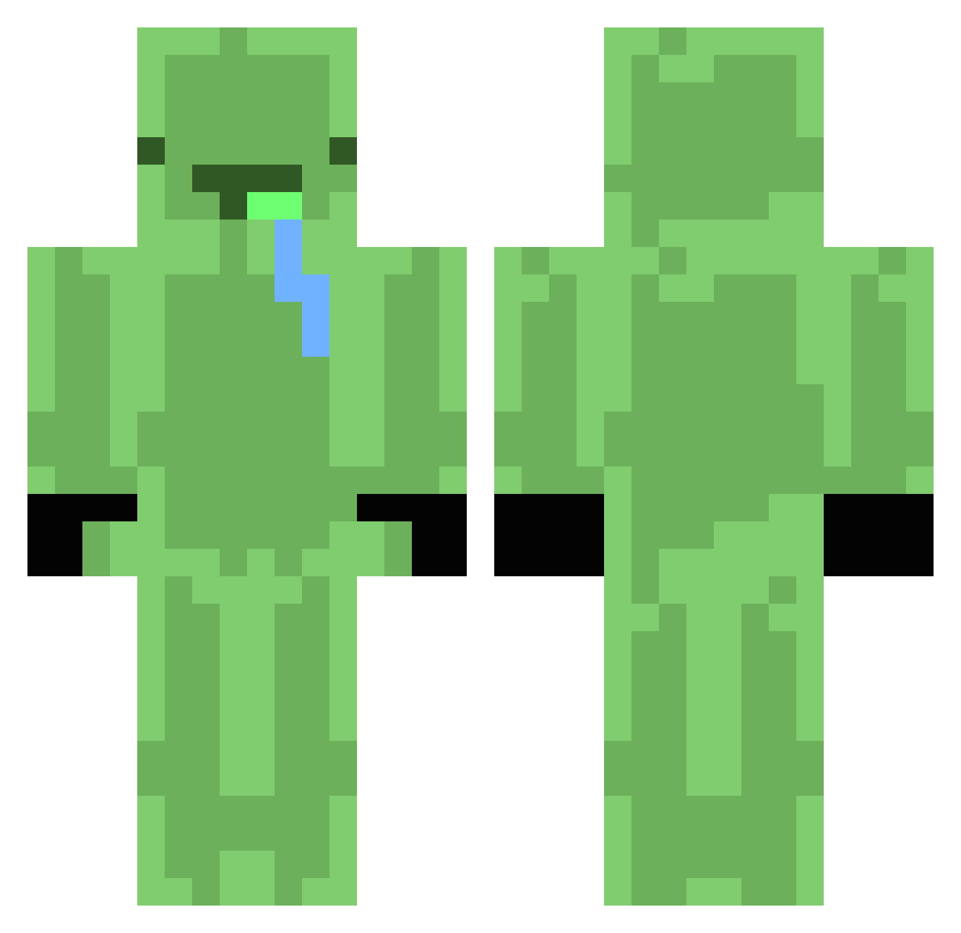 zBeBeLuS Minecraft skin, front and back view