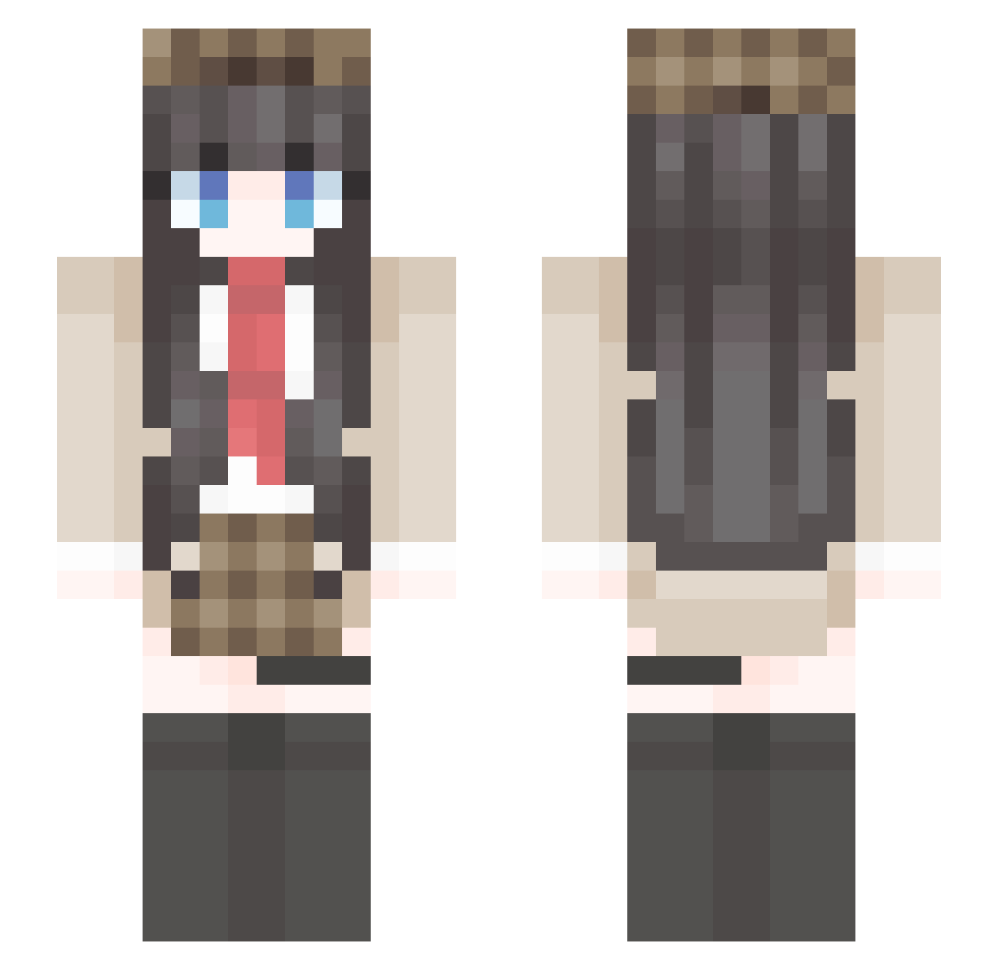 Dcharms Minecraft skin, front and back view