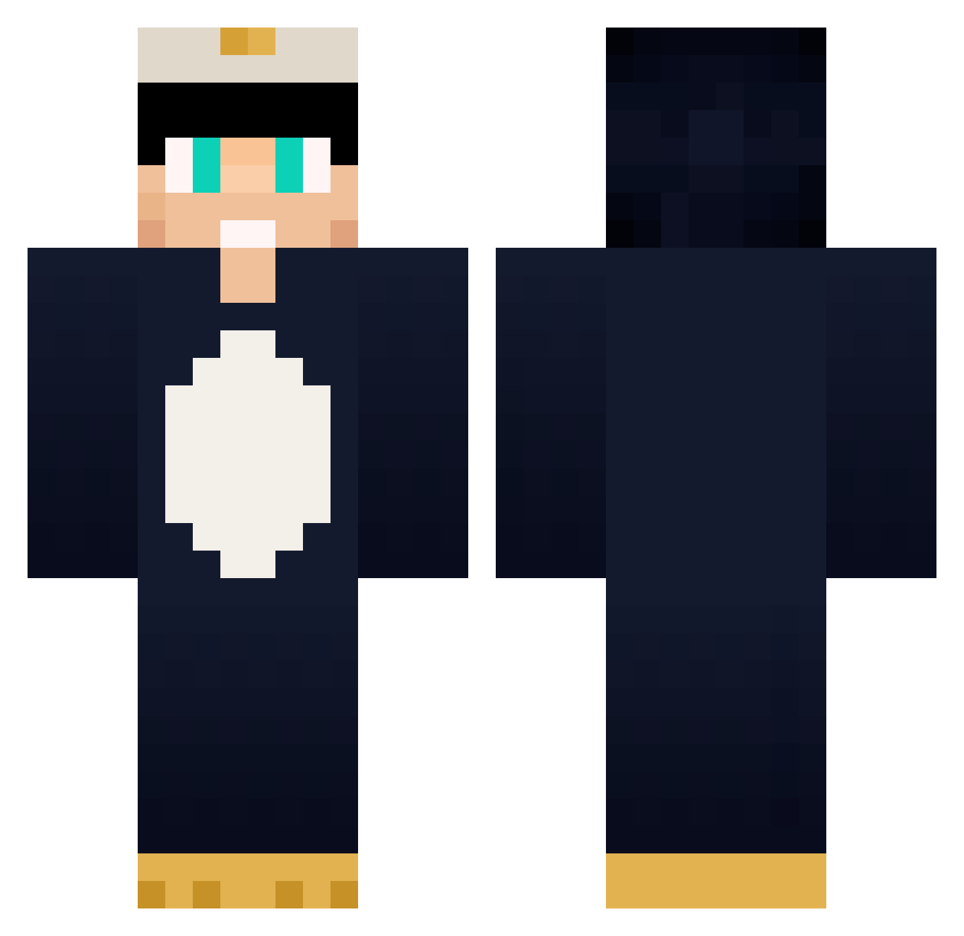xFrozze Minecraft skin, front and back view