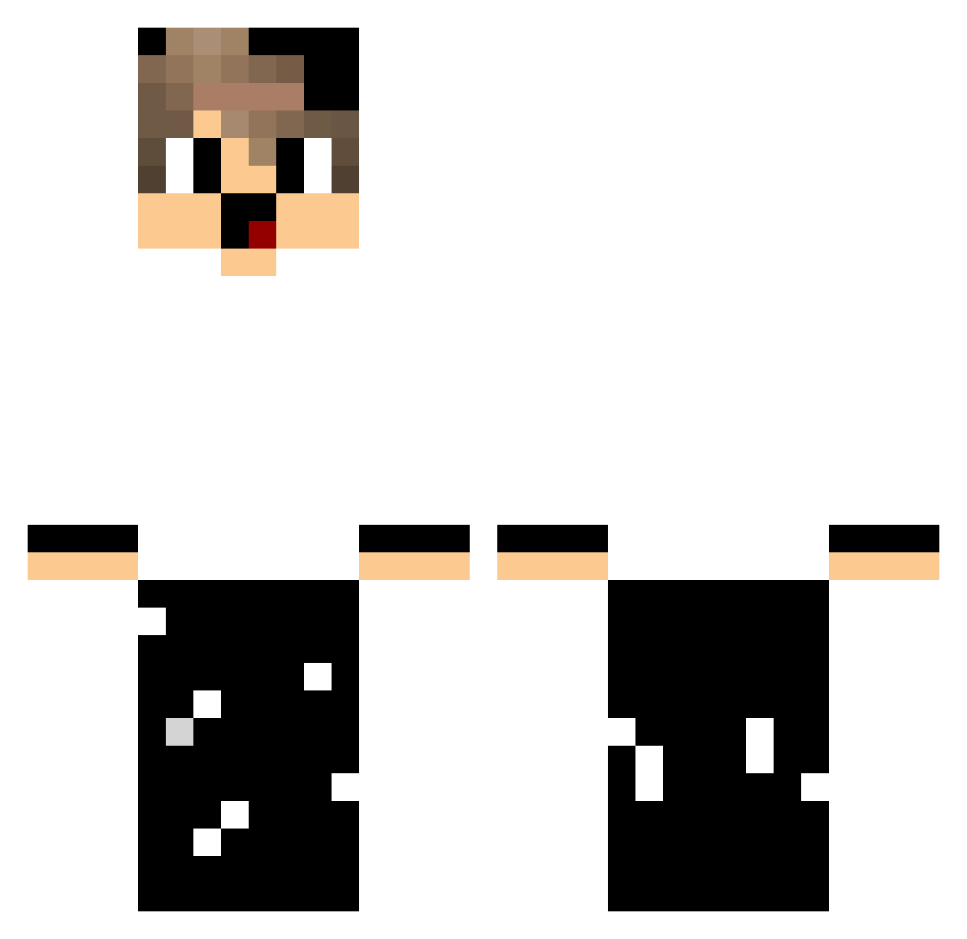 XzeroT Minecraft skin, front and back view