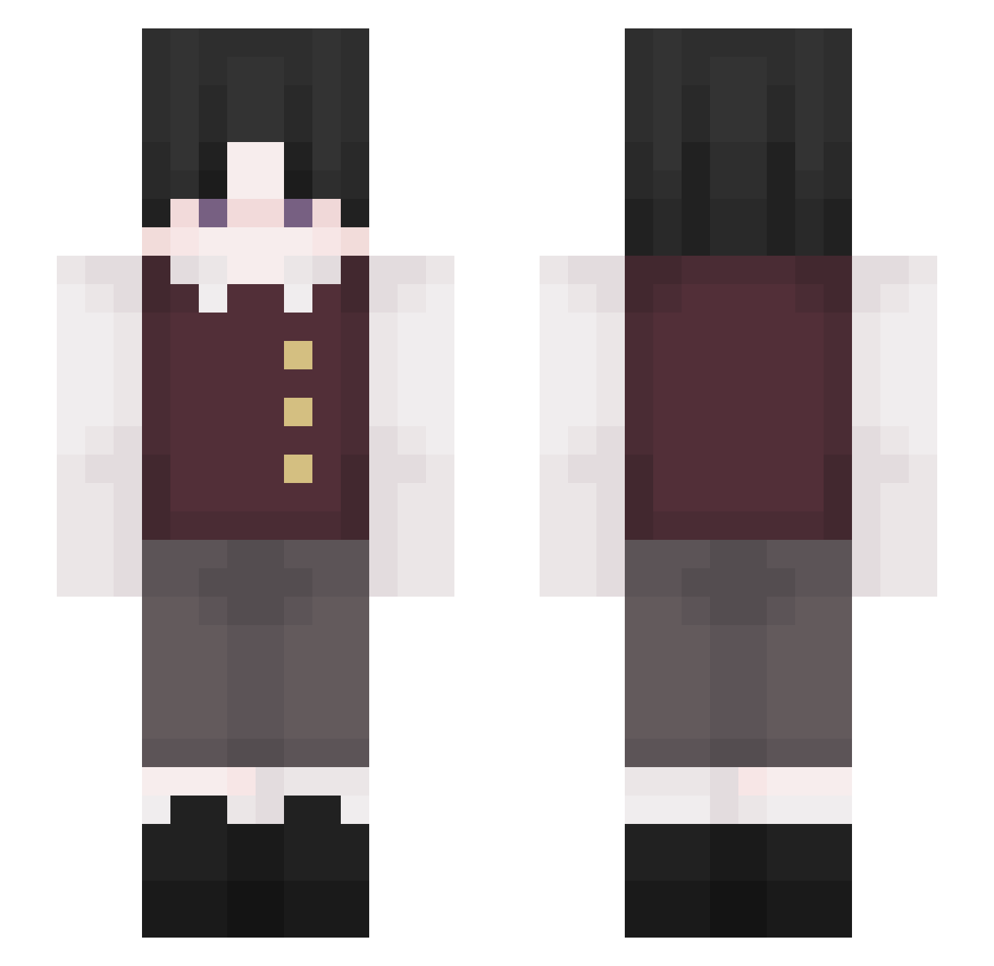 Rkikian Minecraft skin, front and back view
