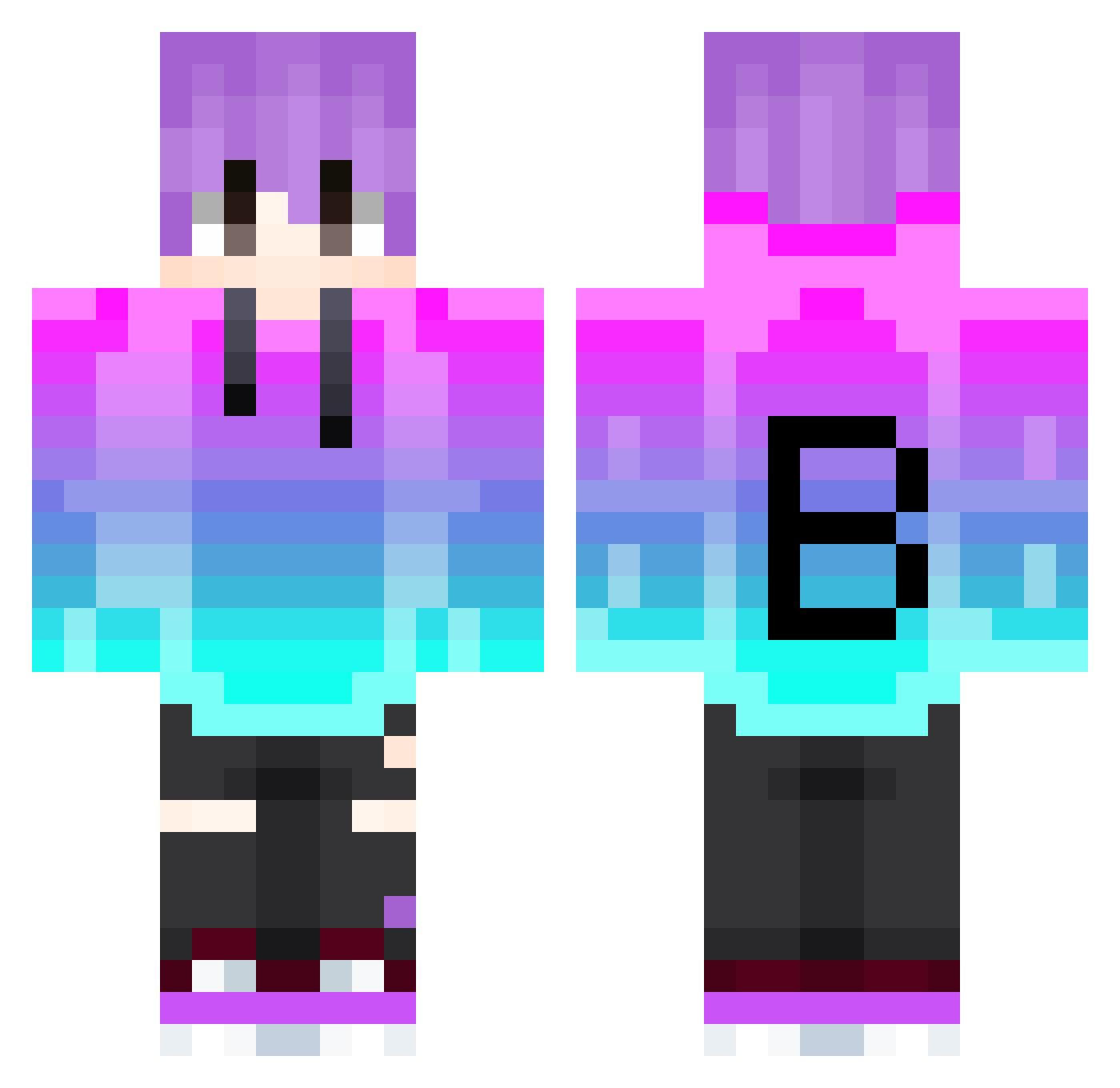 TheLoweLife Minecraft skin, front and back view