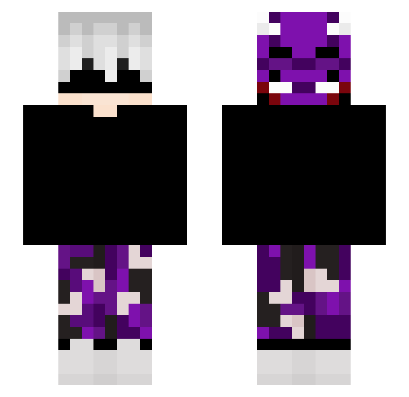 BarilySane Minecraft skin, front and back view