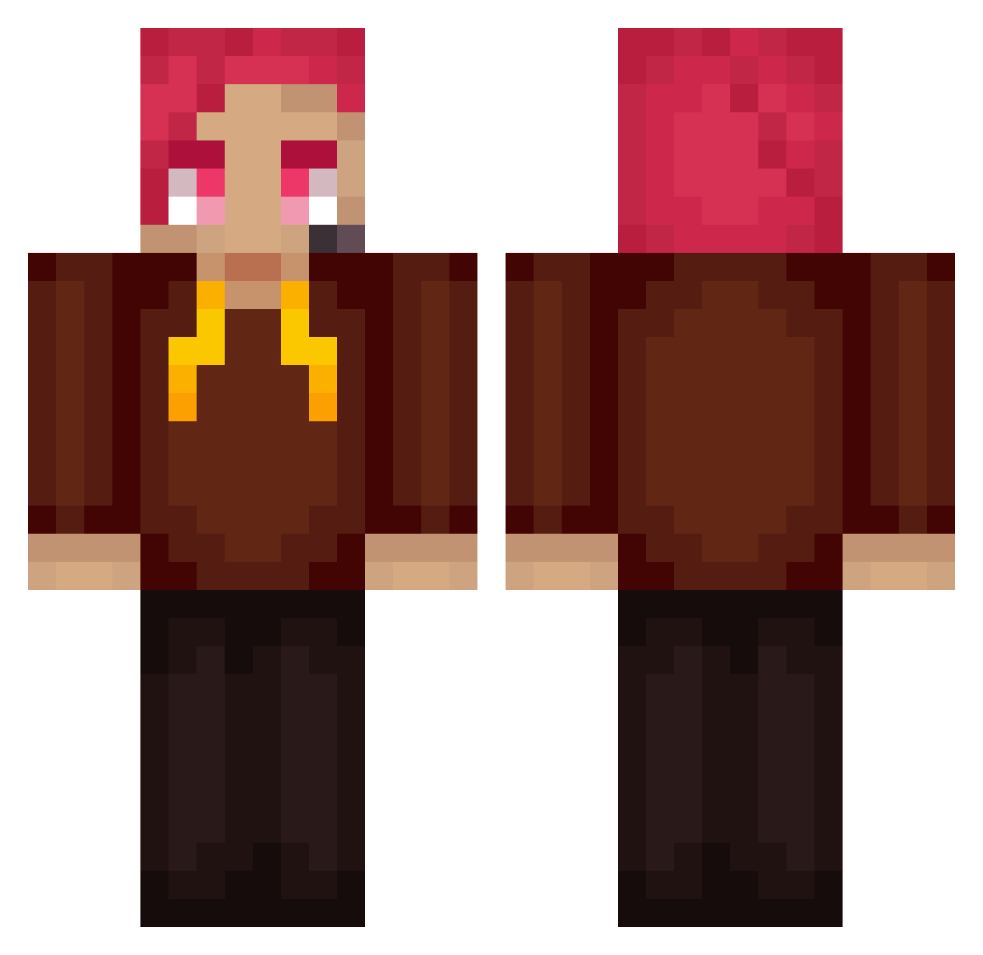 Wipeo Minecraft skin, front and back view