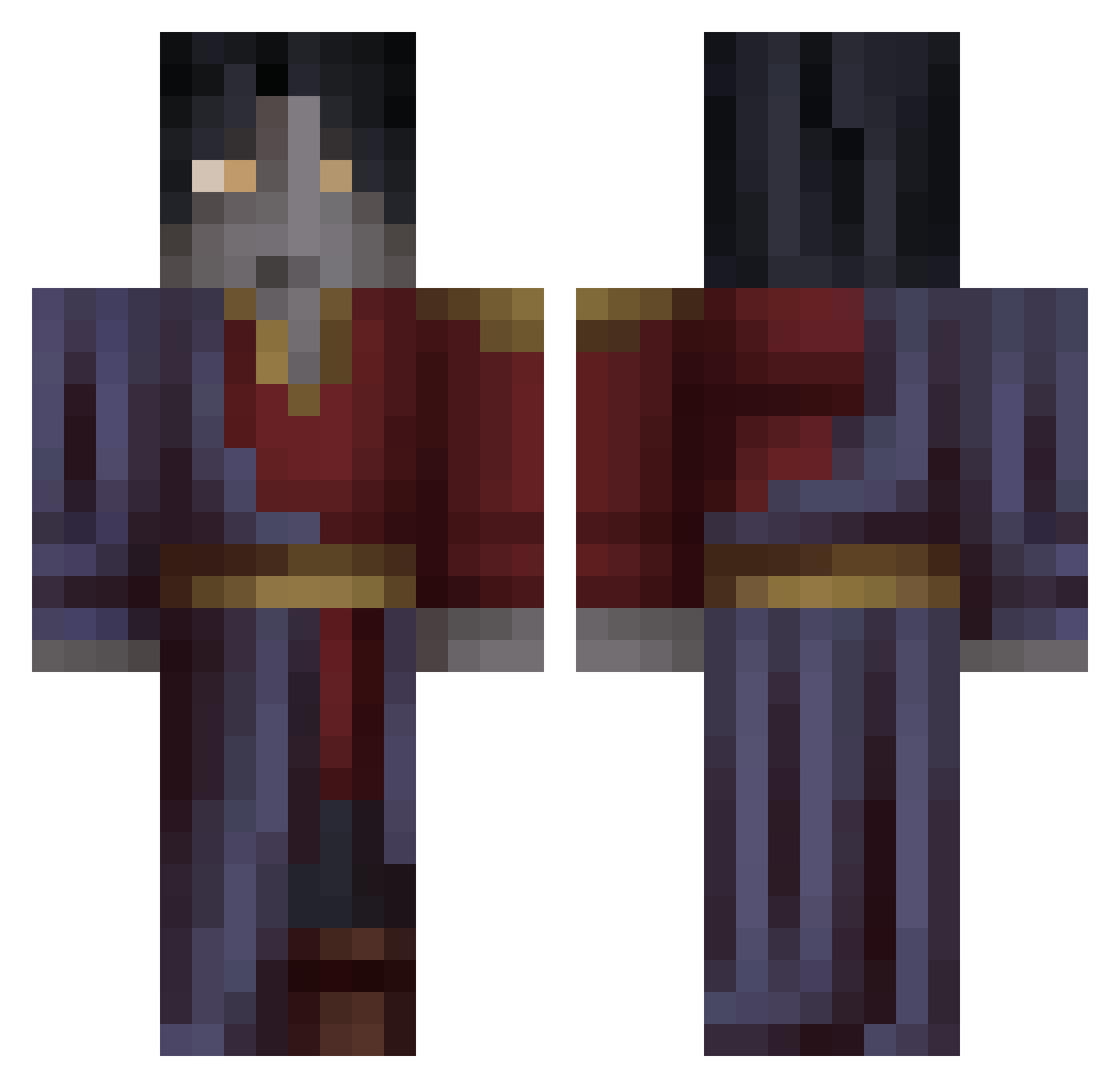 Loxx7 Minecraft skin, front and back view