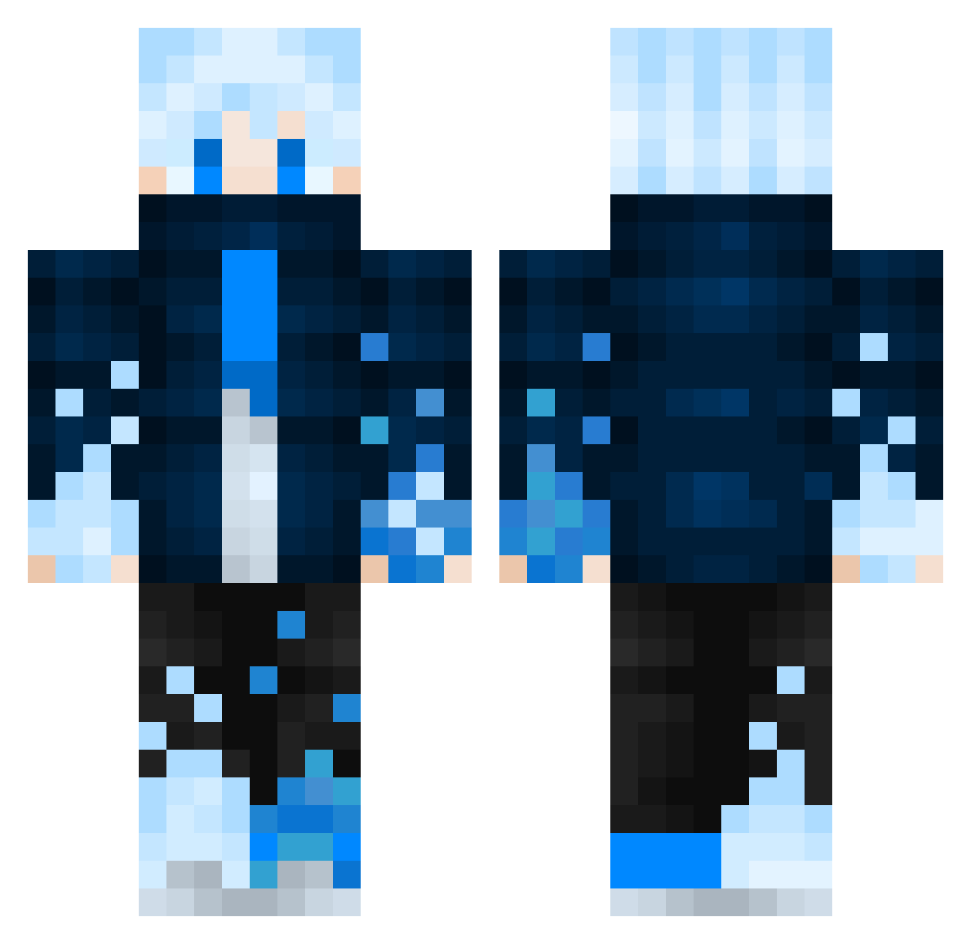 IceBladeSorcer Minecraft skin, front and back view
