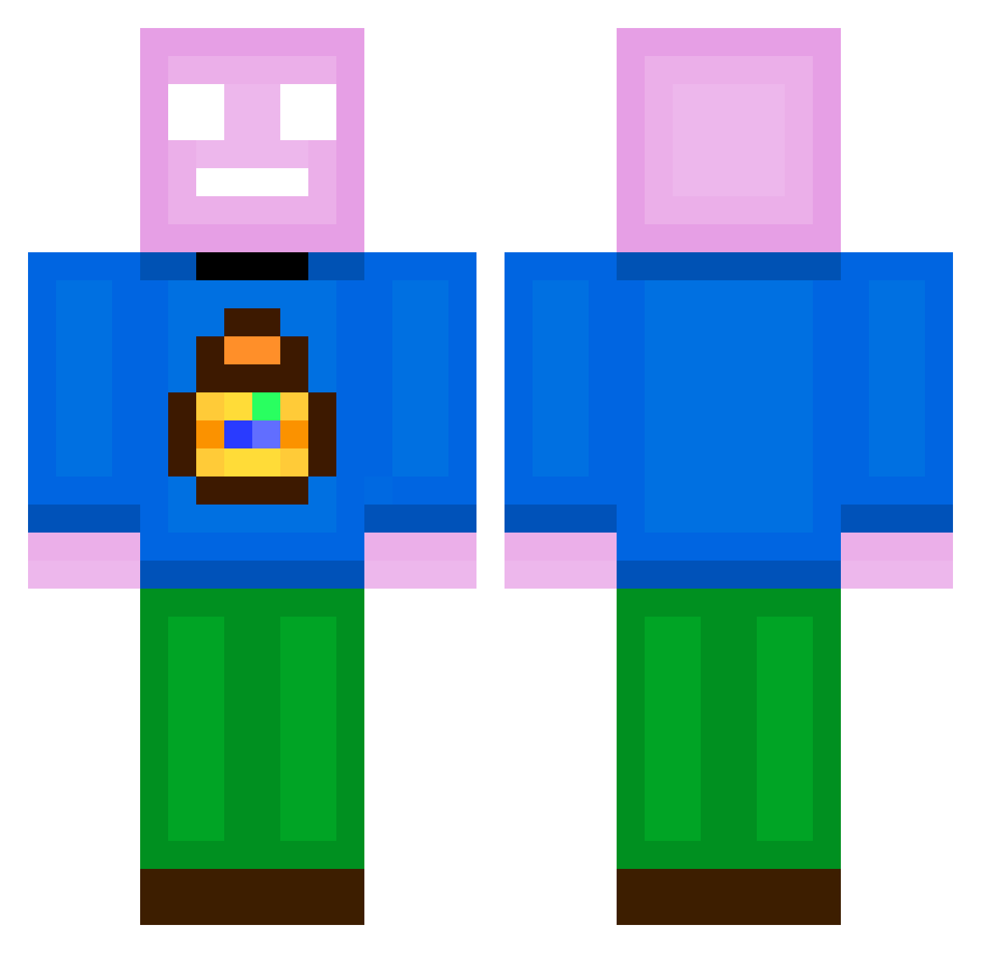 playlino Minecraft skin, front and back view