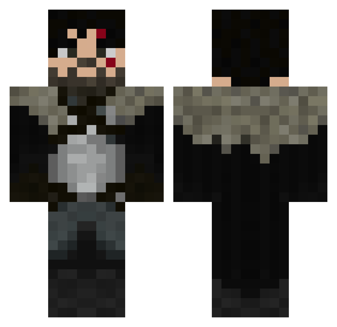 Workshy Minecraft skin, front and back view