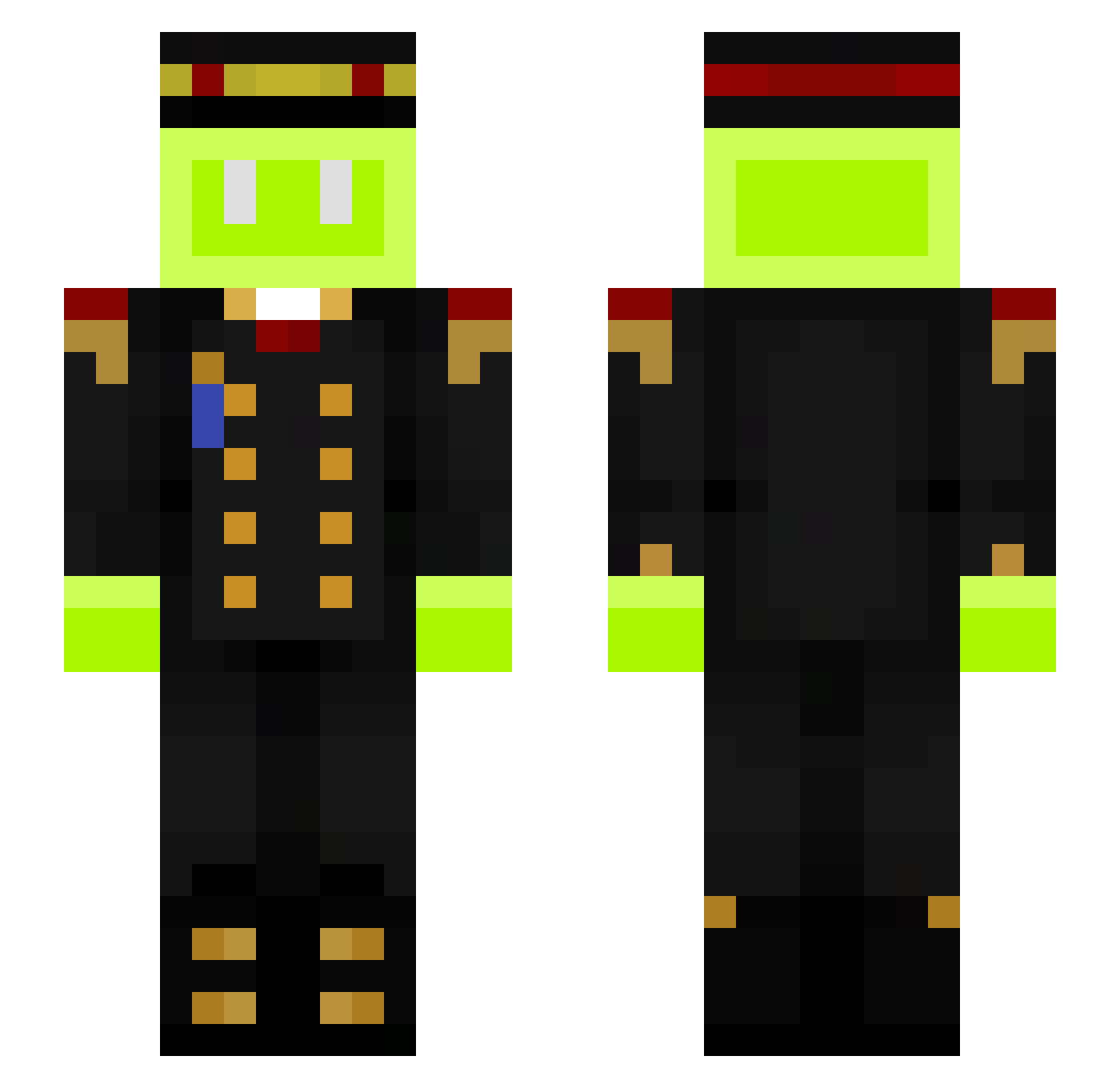 ItsMonark Minecraft skin, front and back view