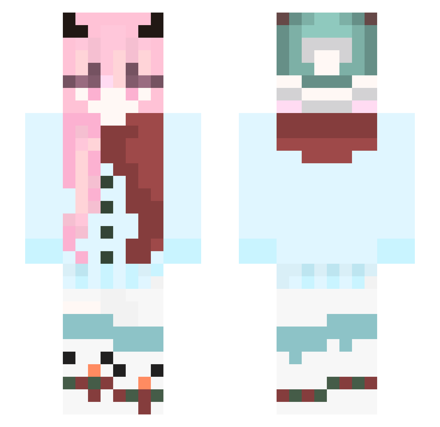 ninnantyu Minecraft skin, front and back view