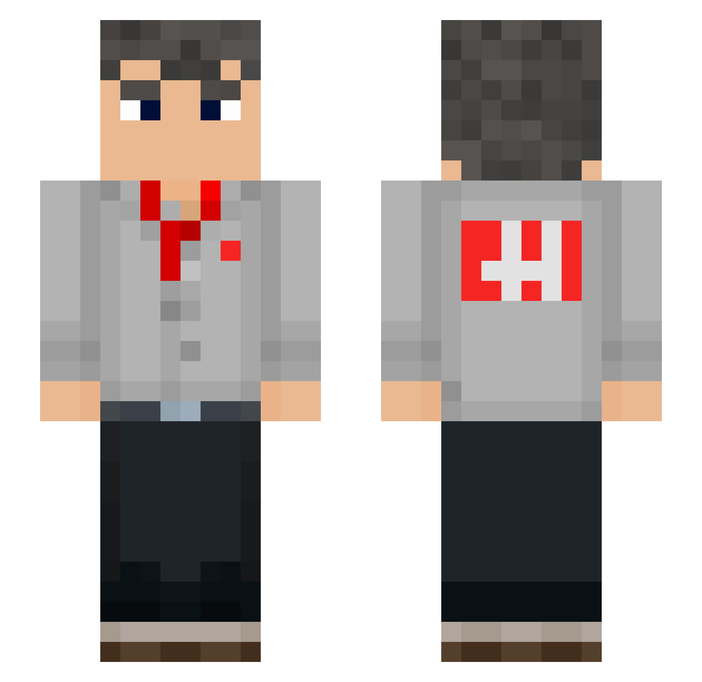 KevMech Minecraft skin, front and back view