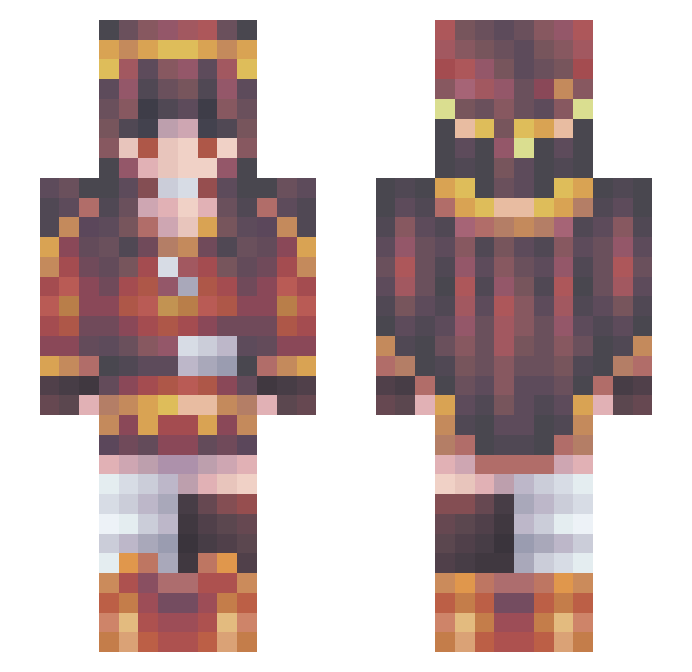 Hyragana Minecraft skin, front and back view
