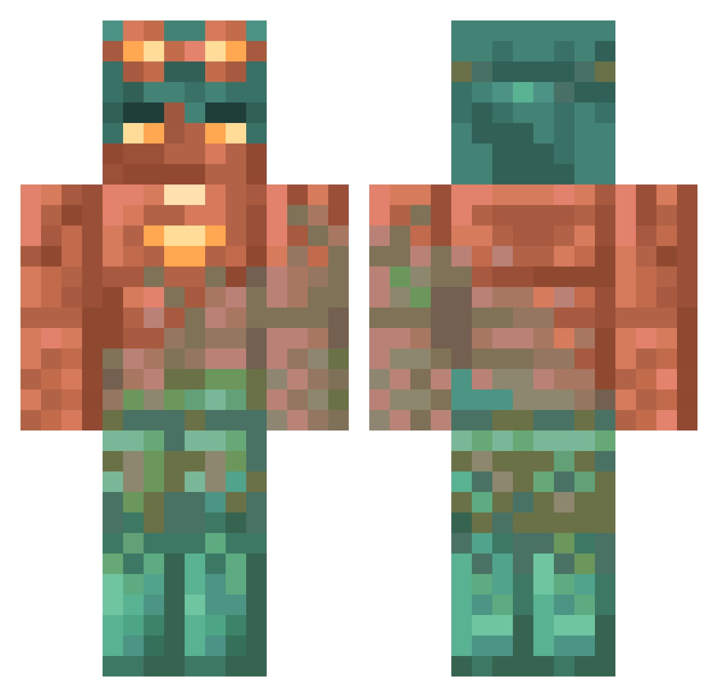 Taddle08 Minecraft skin, front and back view