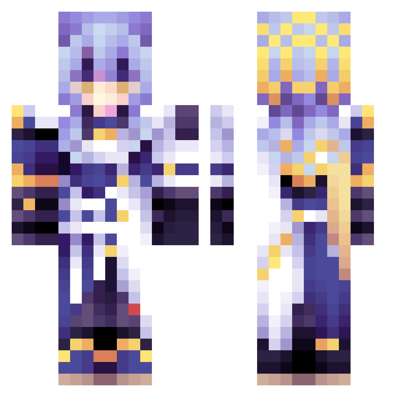 pyonoan Minecraft skin, front and back view
