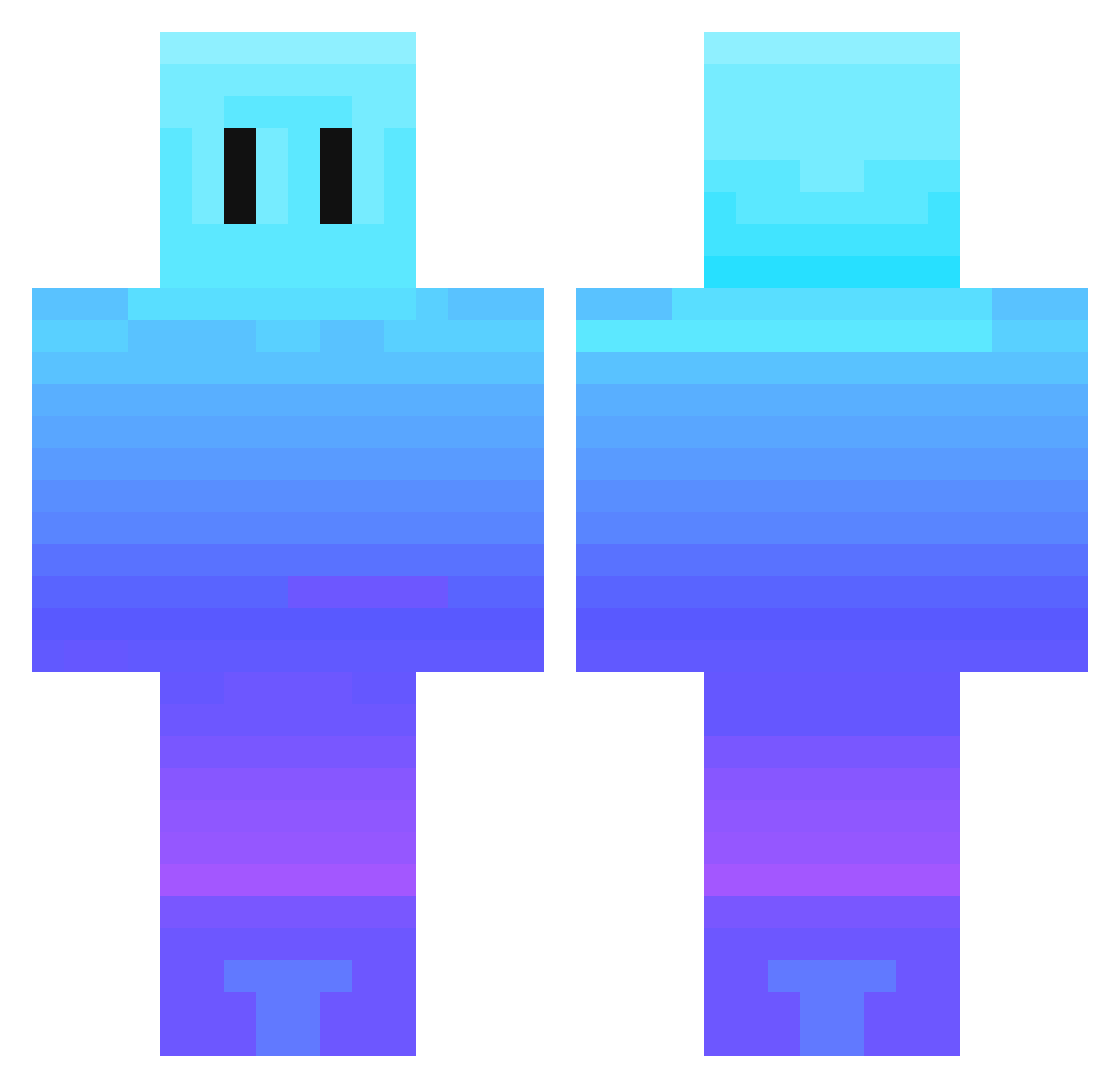 Quasium Minecraft skin, front and back view