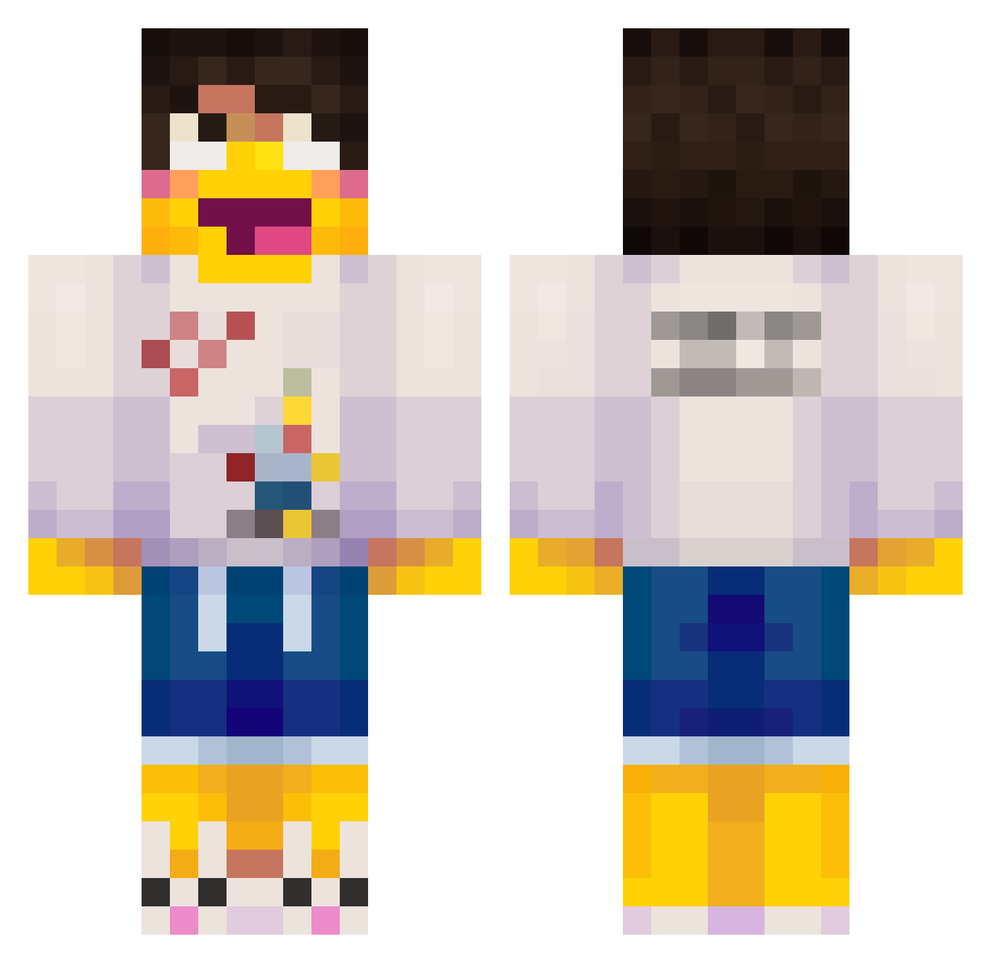 bigfatfishlad Minecraft skin, front and back view